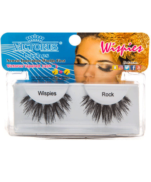 Victorus Wispies Rock Black False Eyelashes for Dramatic, Feathered Volume & Reusable Glamour (1 Pair)