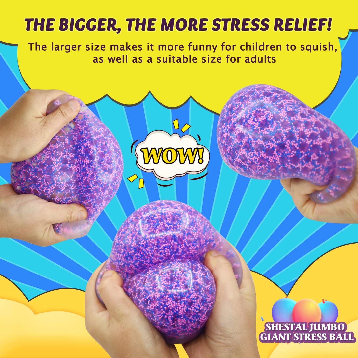 WISYME Giant 4-Inch Stress Ball for Adults – Anxiety Relief Fidget Toy