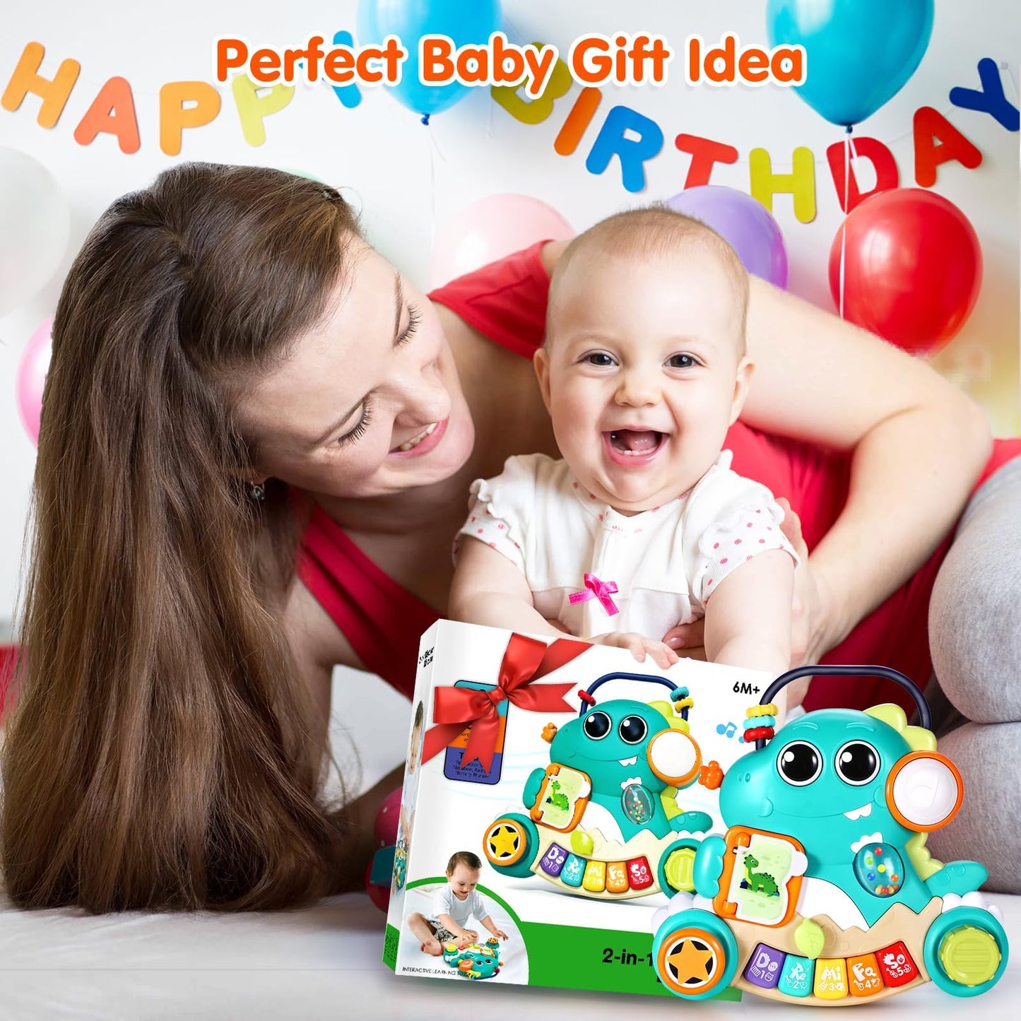 WITALENT Dinosaur Piano Toy for 6-12 Months – Light-Up Interactive Baby Keyboard