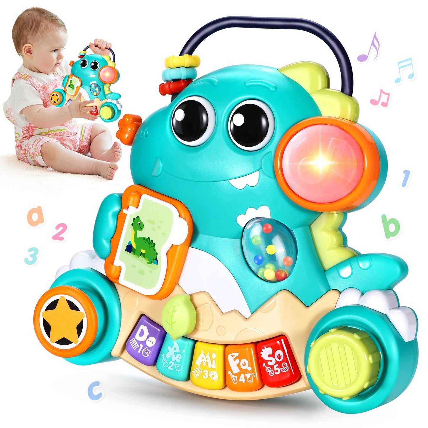 WITALENT Dinosaur Piano Toy for 6-12 Months – Light-Up Interactive Baby Keyboard