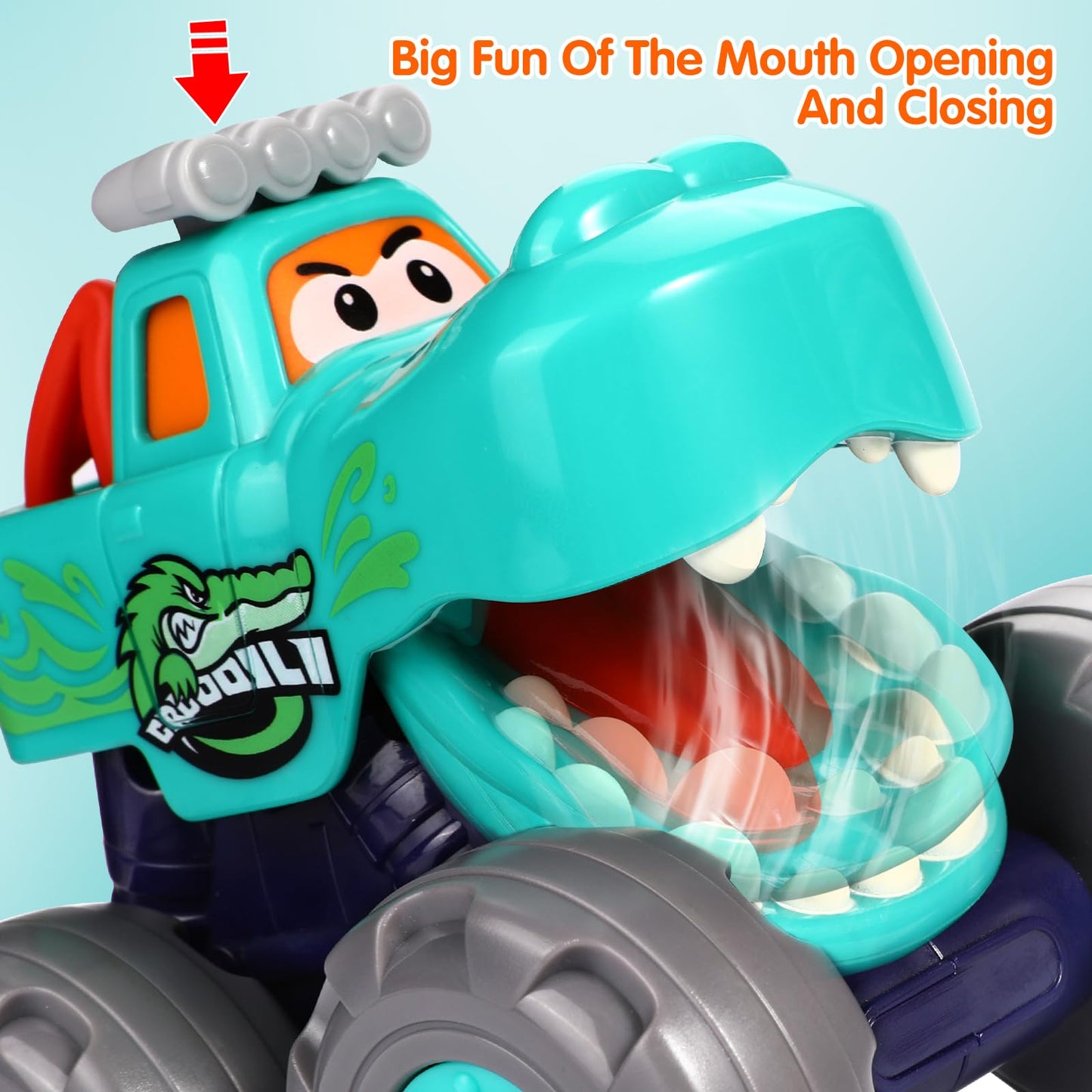 WITALENT Monster Truck Toys 3-Pack for Toddlers 1-3: Bull, Crocodile & Leopard