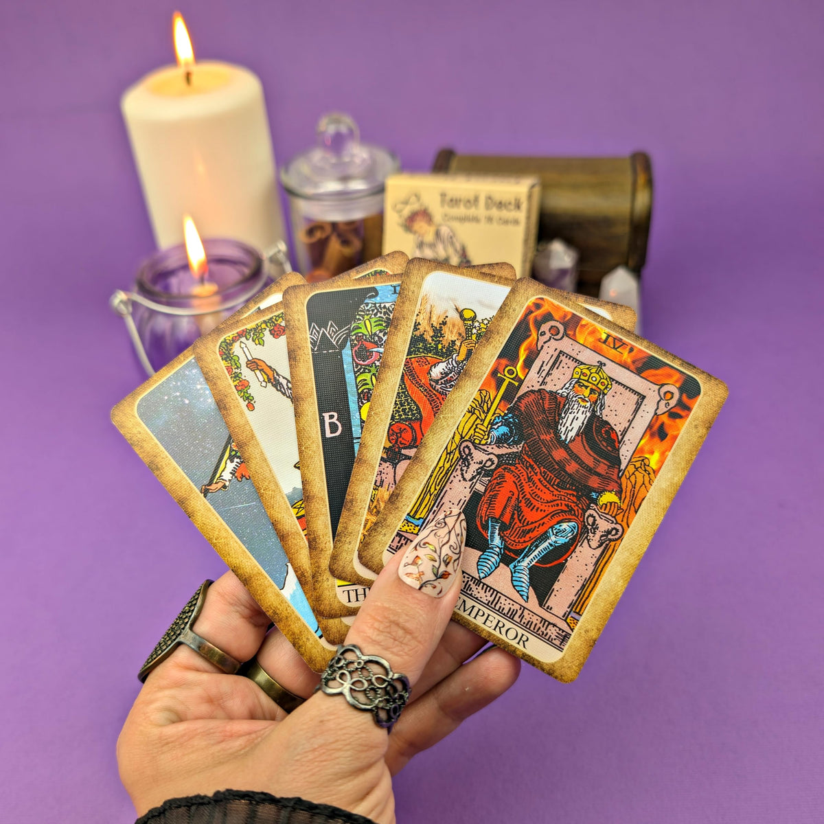 Witchy Cauldron Mini Tarot Deck – Pocket Rider Waite Oracle for Beginners | Travel-Size Tarot Kit