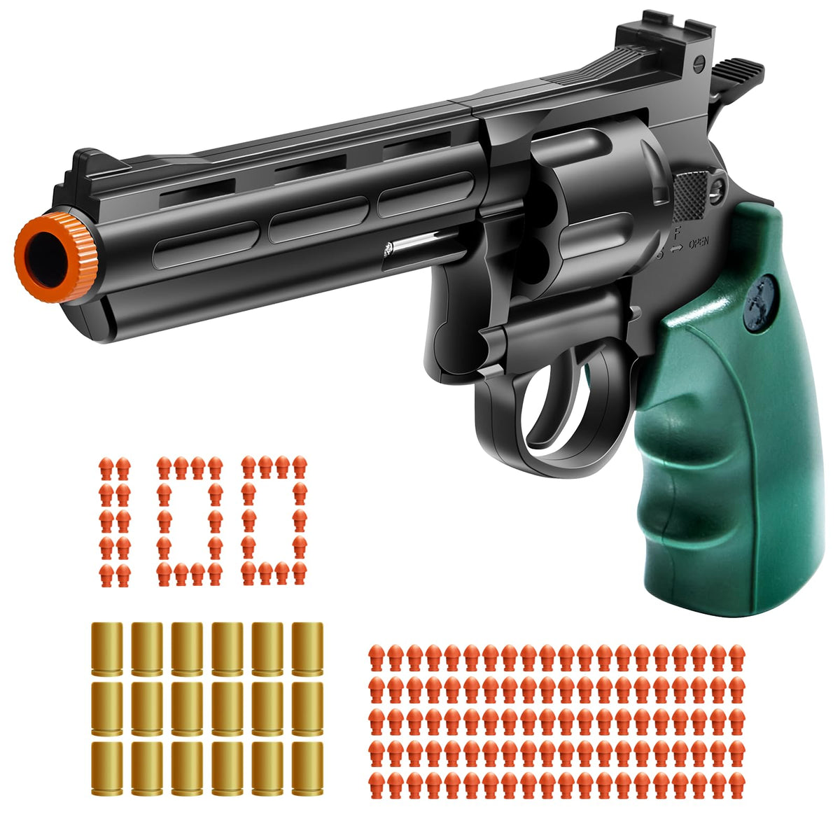 Witcrety Revolver Toy Gun - 100 Soft Bullets, Fidget Toy, Gift for Kids & Adults (Age 8+)