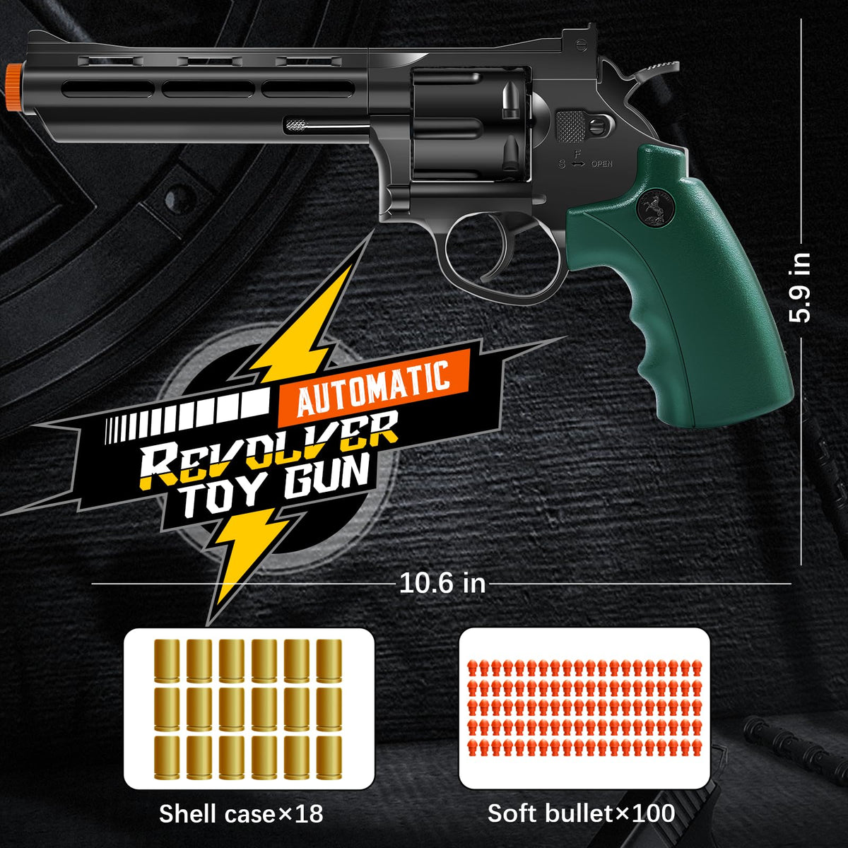 Witcrety Revolver Toy Gun - 100 Soft Bullets, Fidget Toy, Gift for Kids & Adults (Age 8+)