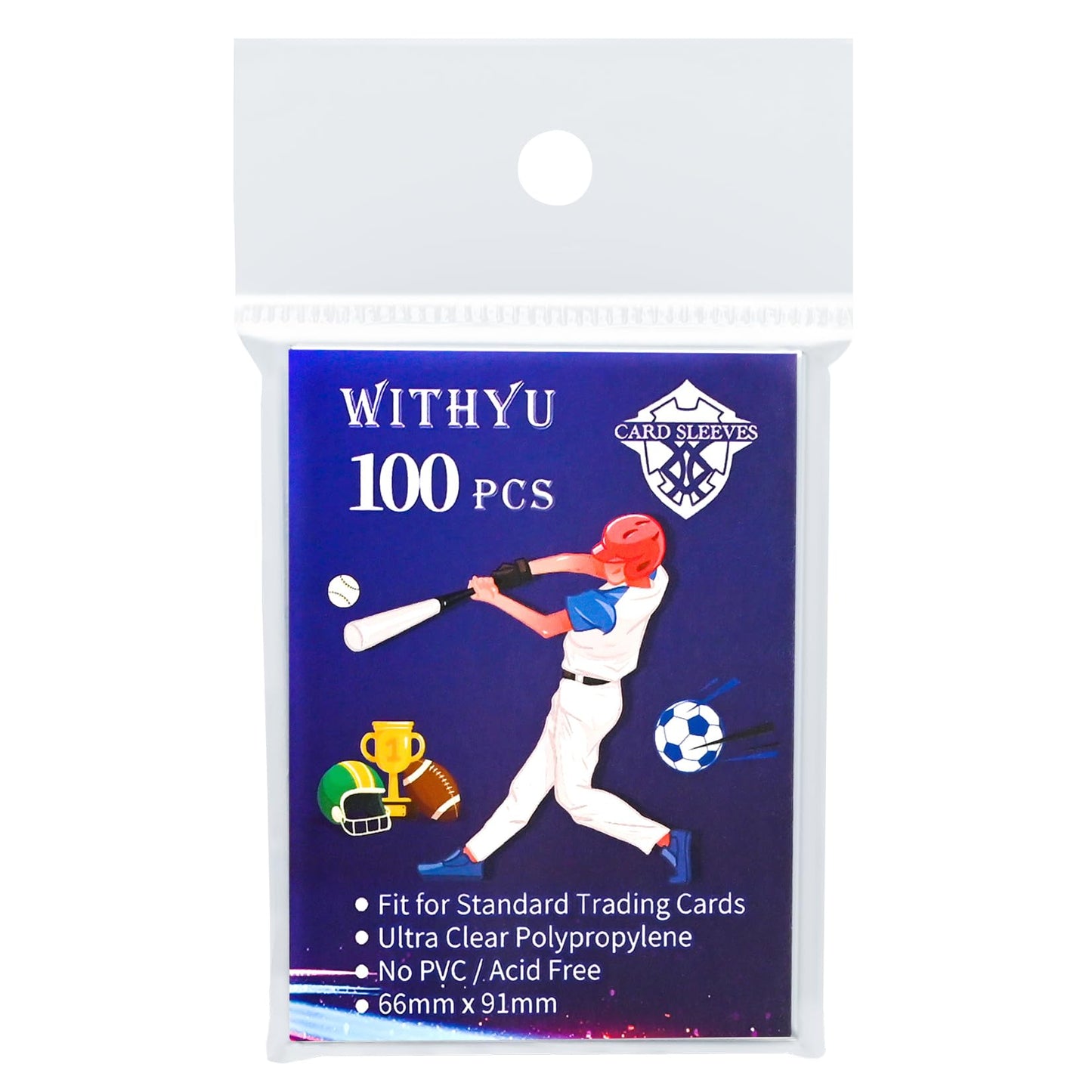 WITHYU 100 Pcs Soft Card Sleeves — Top Loading, Ultra-Clear Protectors for Standard 2.5 by 3.5 inch Cards