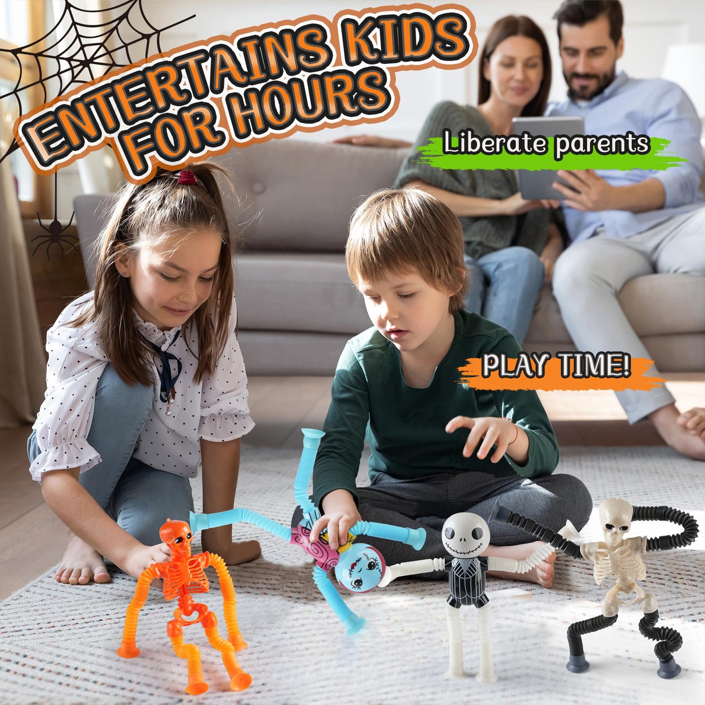 Witmelt Halloween Pop Tubes — 4 Pcs Sensory Fidget Toys for Kids