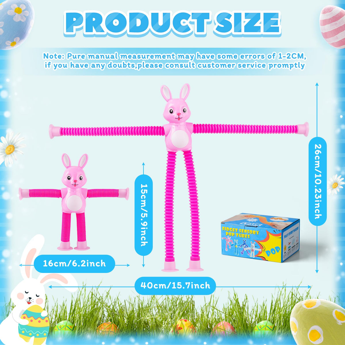 witmelt 4 Pcs Easter Bunny Pop Tube Sensory Toys – Fidget Tubes for Kids