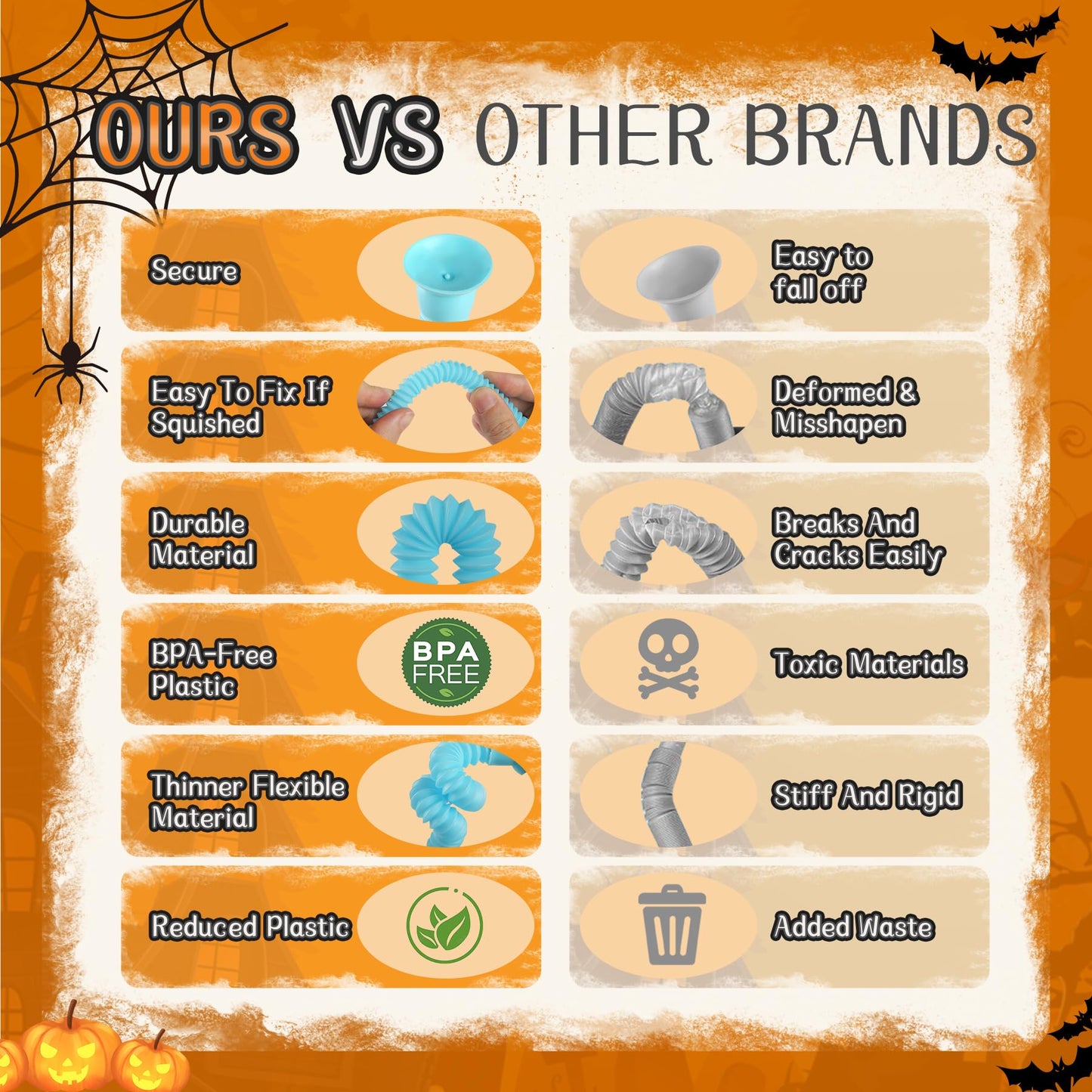 Witmelt Halloween Pop Tubes — 4 Pcs Sensory Fidget Toys for Kids
