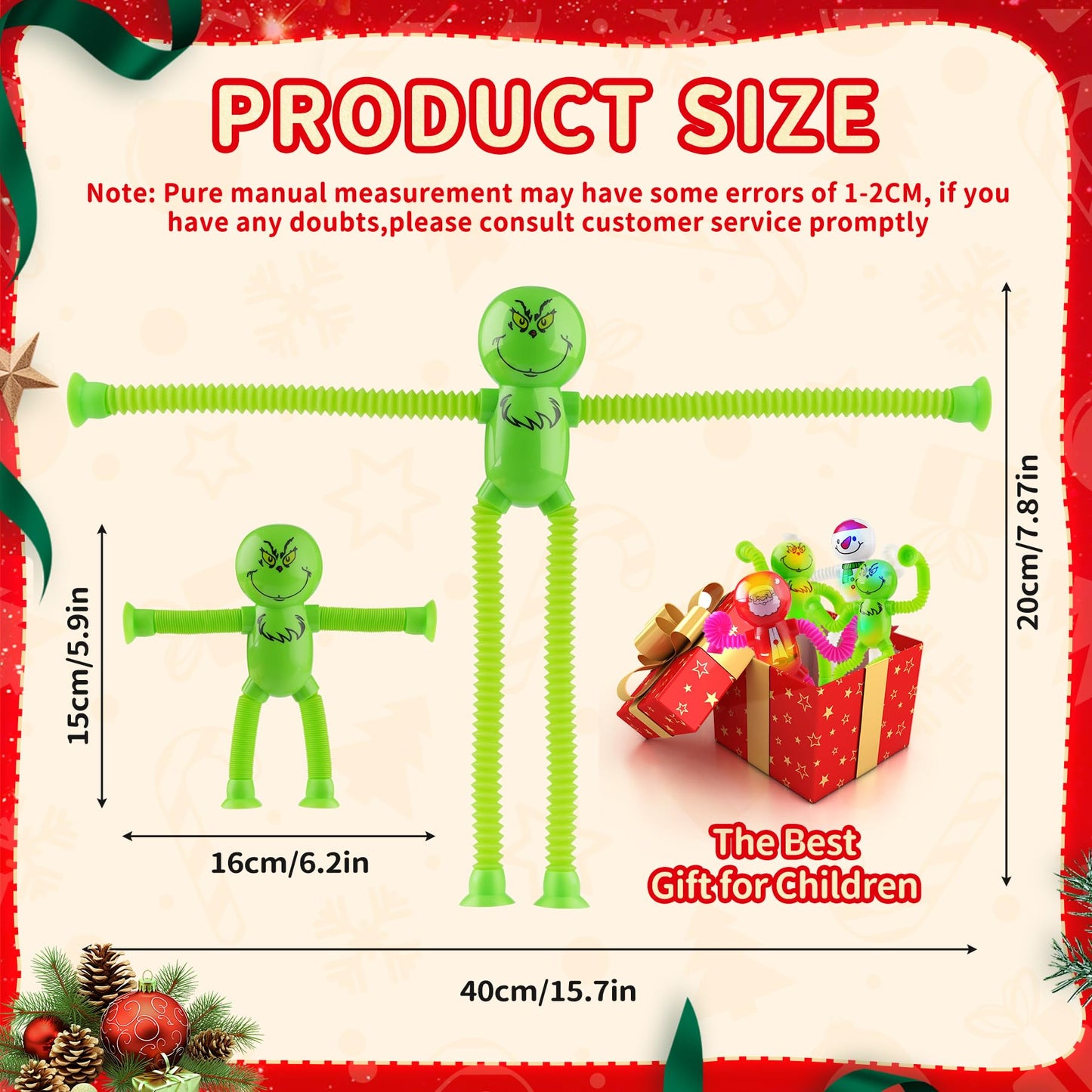 witmelt 4Pcs Christmas Pop Tube Sensory Toys | Telescopic Fidget Tubes for Kids