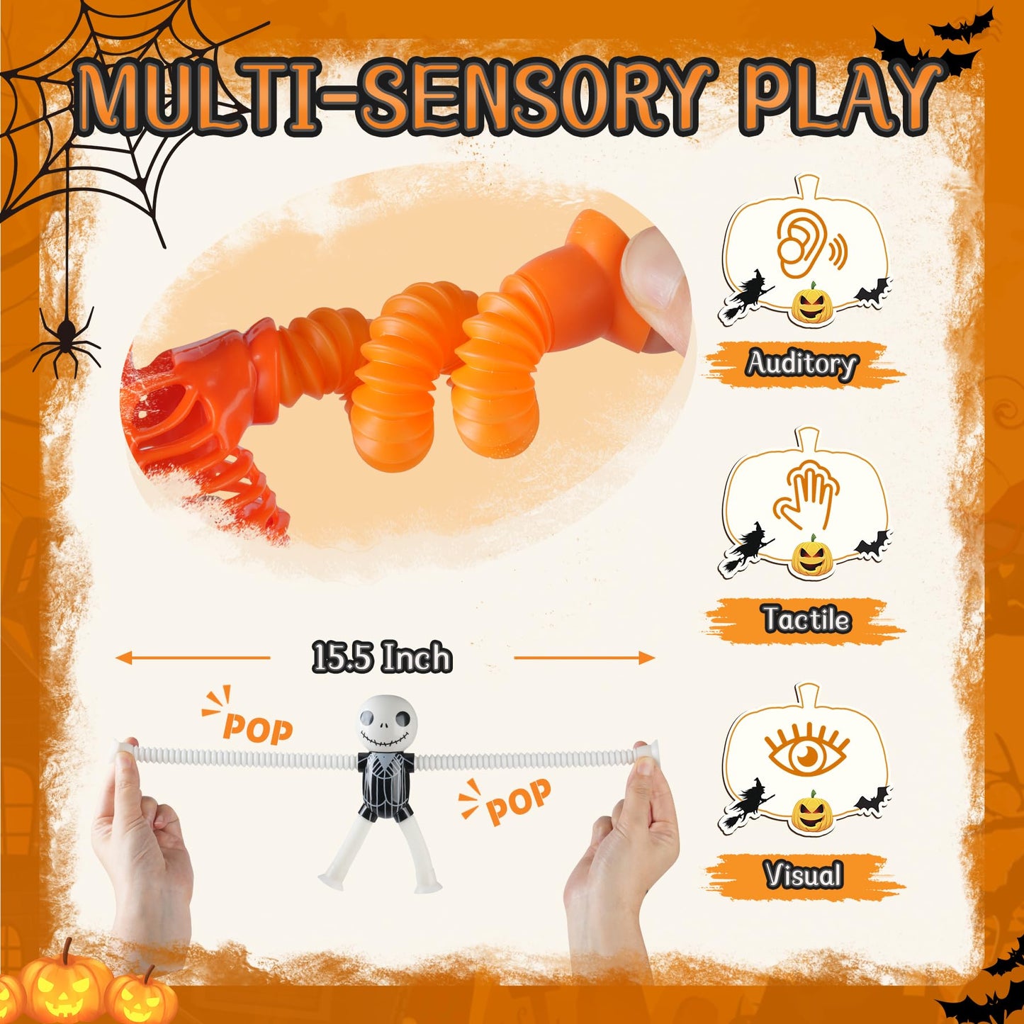 Witmelt Halloween Pop Tubes — 4 Pcs Sensory Fidget Toys for Kids