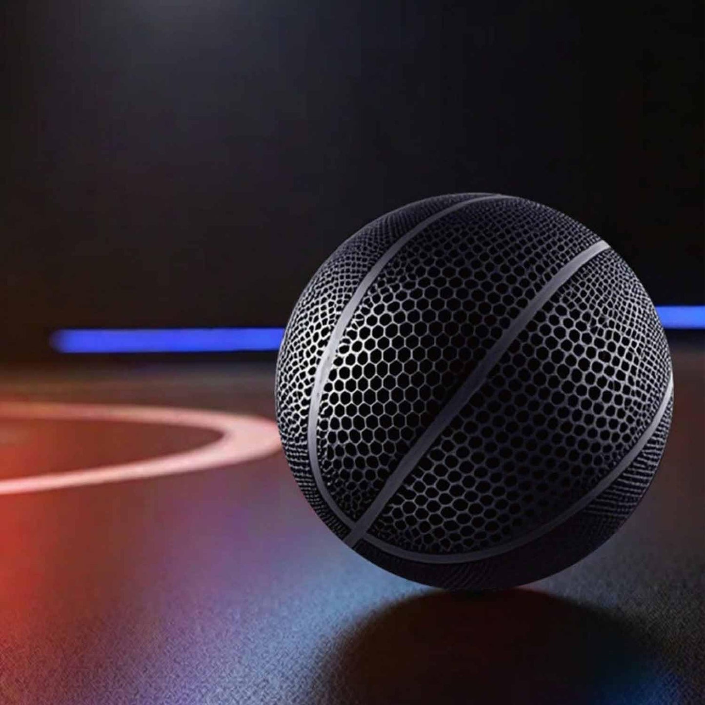 WITO Airless Basketball 3D-Printed Silent 7# Black – Durable & Weatherproof