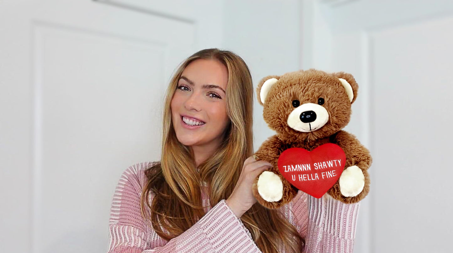 Zamnnn Shawty U Hella Fine 10 Inch Teddy Bear & Gift Bag | Funny Witty Bears Gift