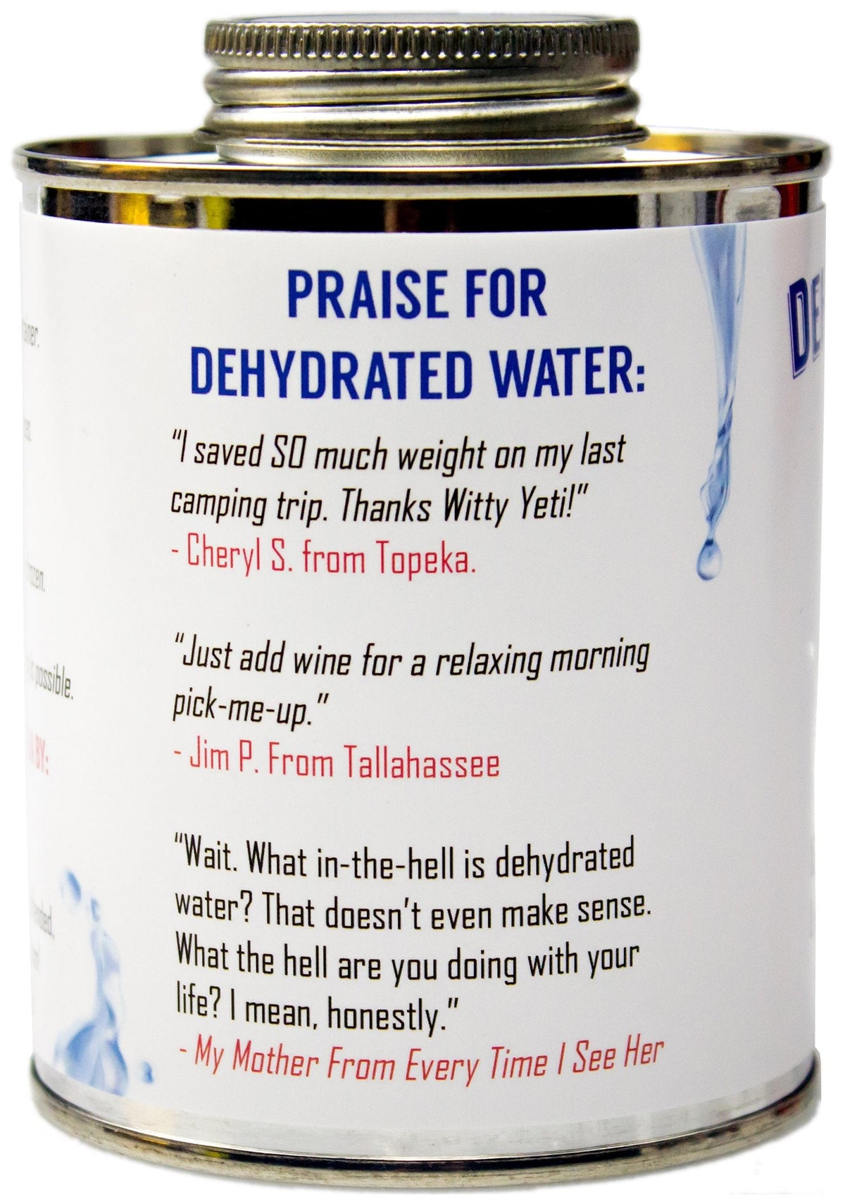 Witty Yeti Dehydrated Water 16oz Can — New Formula, Camping & Survival Gag Gift