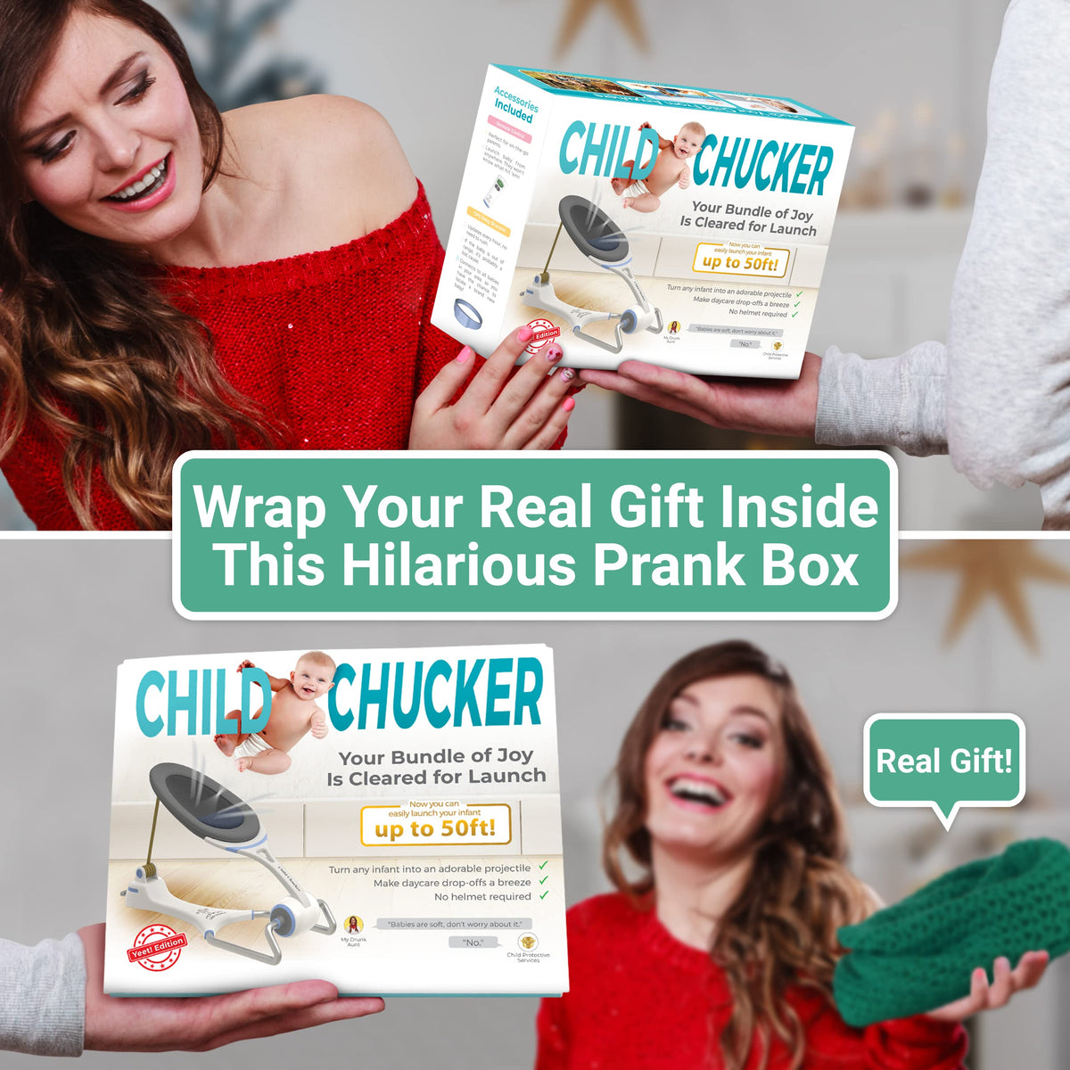 Witty Yeti Hilarious Child Chucker Prank Box – Ultra-Realistic Empty Gift Box for Pranks