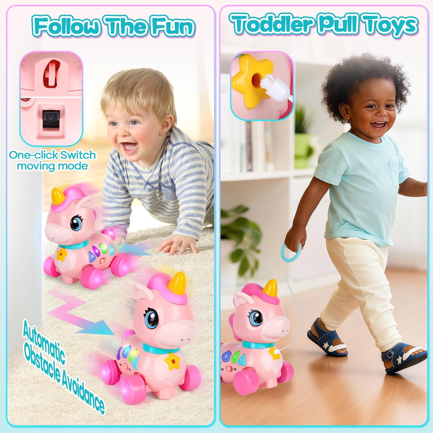 WixbFyn Baby Unicorn Toy – Music, Lights & Bilingual Learning for 6-18 months