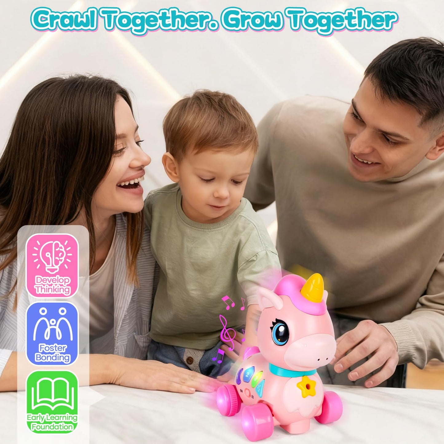 WixbFyn Baby Unicorn Toy – Music, Lights & Bilingual Learning for 6-18 months