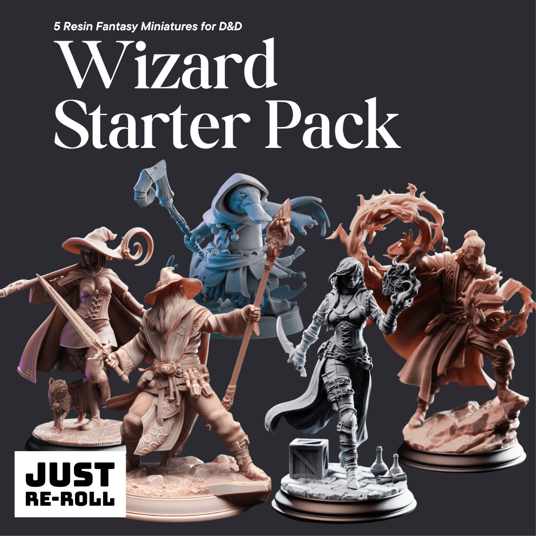 Wizard Starter Pack - 5 Resin Fantasy Miniatures for DnD, Pathfinder & Tabletop RPGs