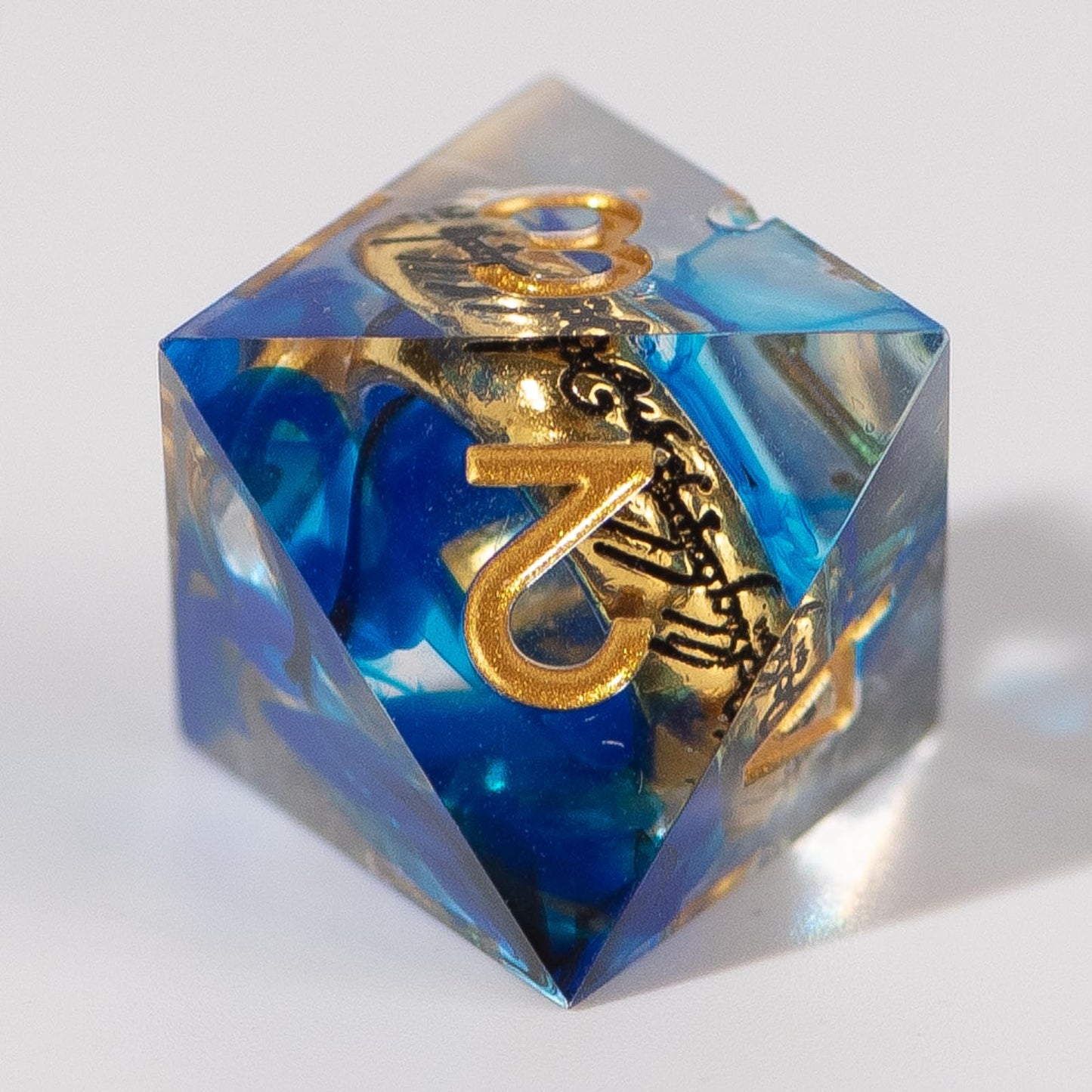 WizardsArcanum Magic Ring DND Dice Set – 7 Resin Dice with Iron Box (Blue) for DND, COC & RPGs