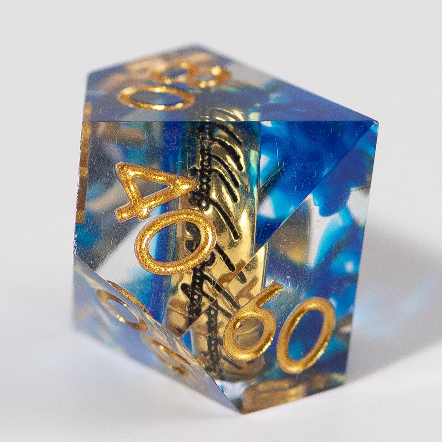 WizardsArcanum Magic Ring DND Dice Set – 7 Resin Dice with Iron Box (Blue) for DND, COC & RPGs
