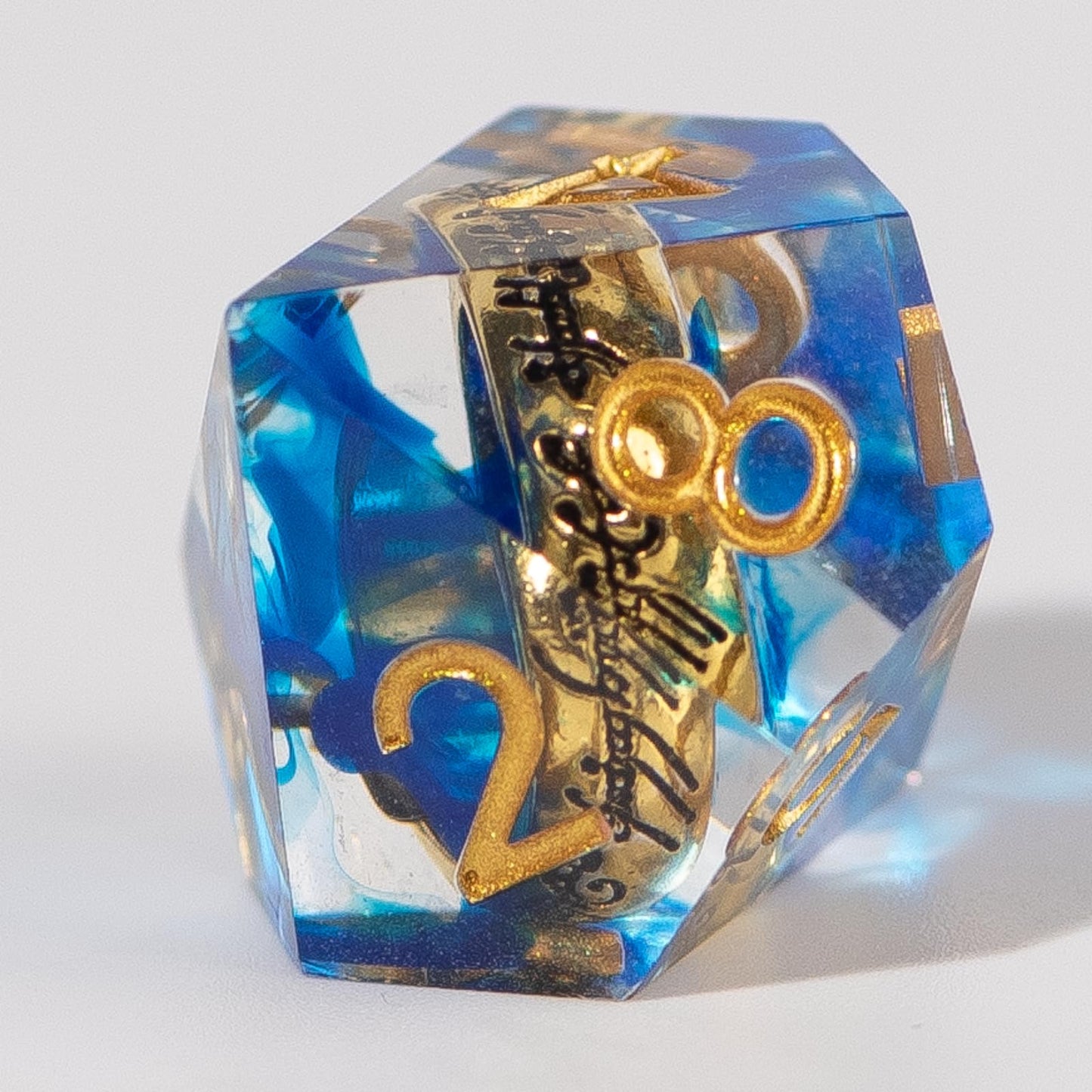 WizardsArcanum Magic Ring DND Dice Set – 7 Resin Dice with Iron Box (Blue) for DND, COC & RPGs