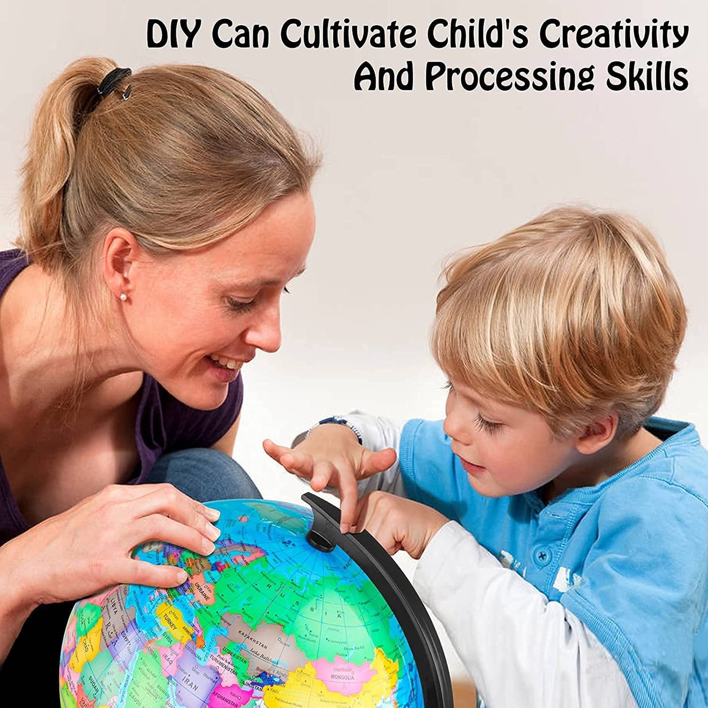 Wizdar 10-Inch DIY World Globe for Kids – Educational Rotating Globe for Classroom, Desk & Decor