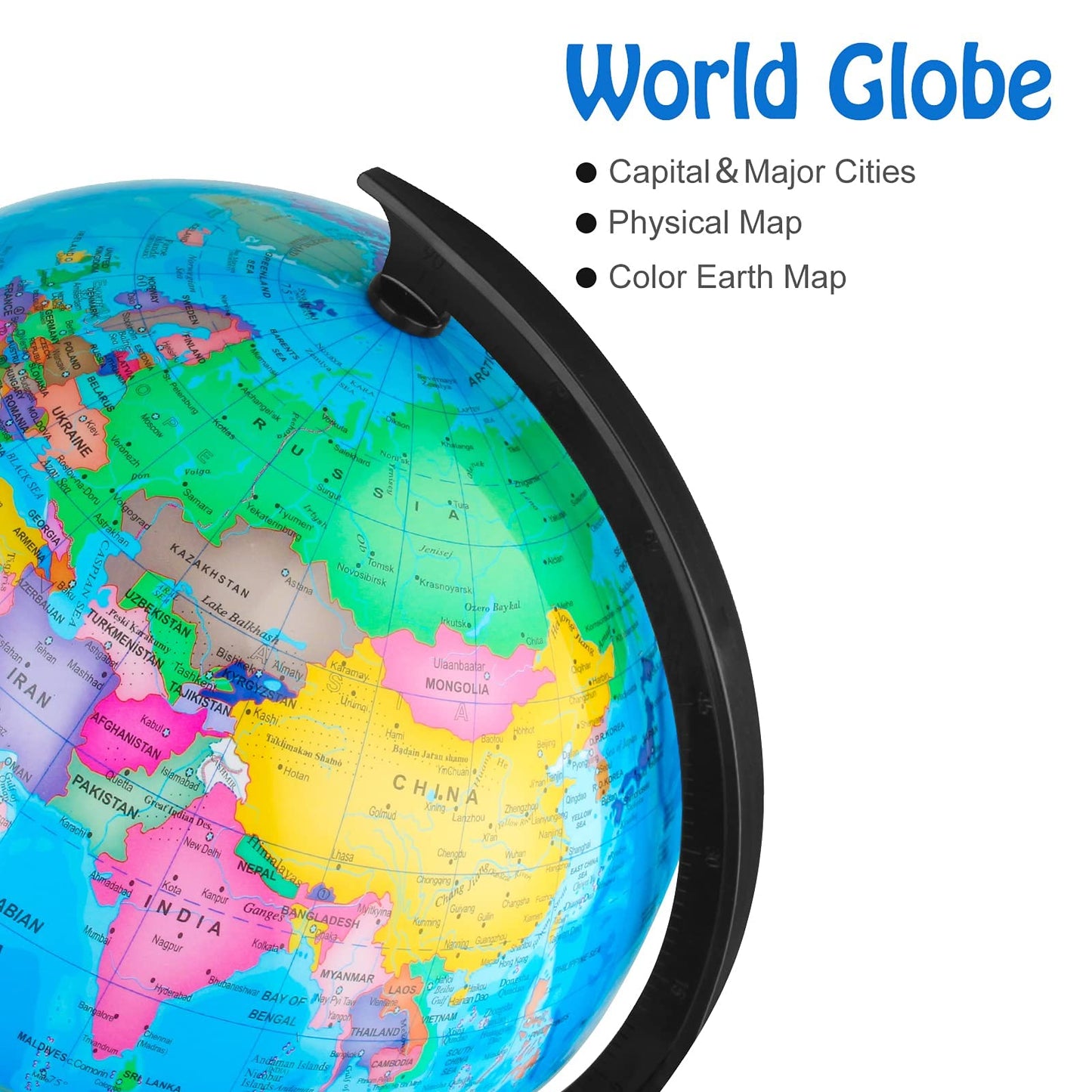 Wizdar 10-Inch DIY World Globe for Kids – Educational Rotating Globe for Classroom, Desk & Decor