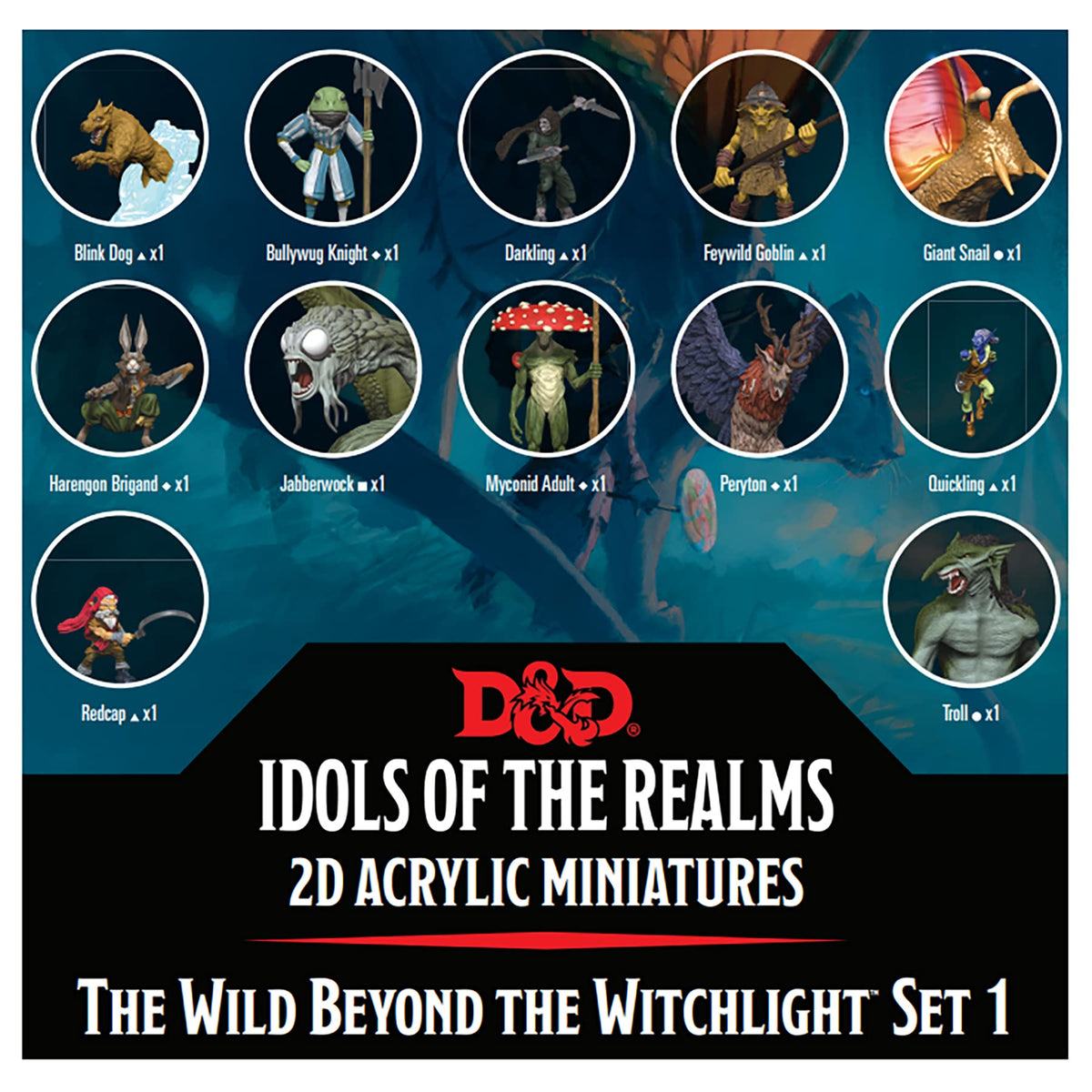 WizKids D&D Idols of the Realms: The Wild Beyond The Witchlight 2D Set 1 – 12 Acrylic Miniatures | RPG