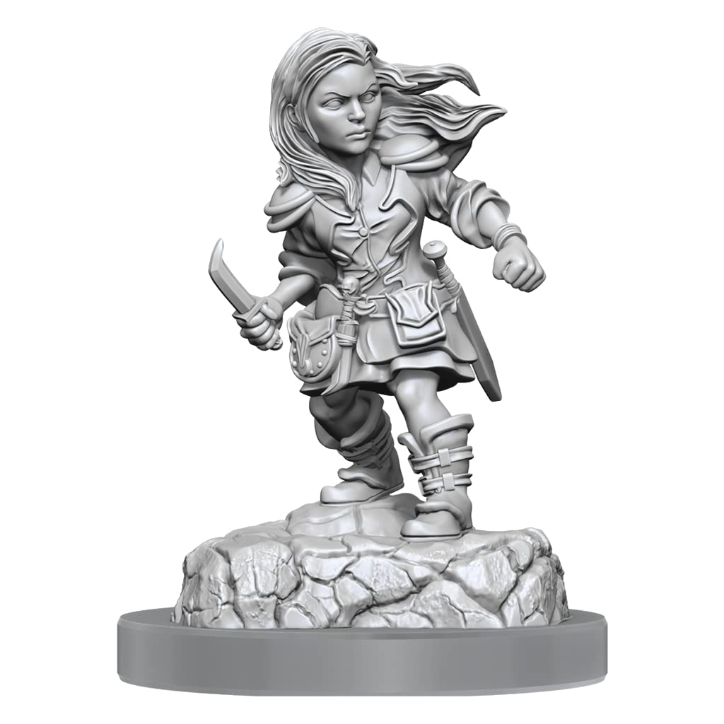 WizKids Nolzur's Halfling Rogue Female Miniature – Ready-to-Paint D&D Figure