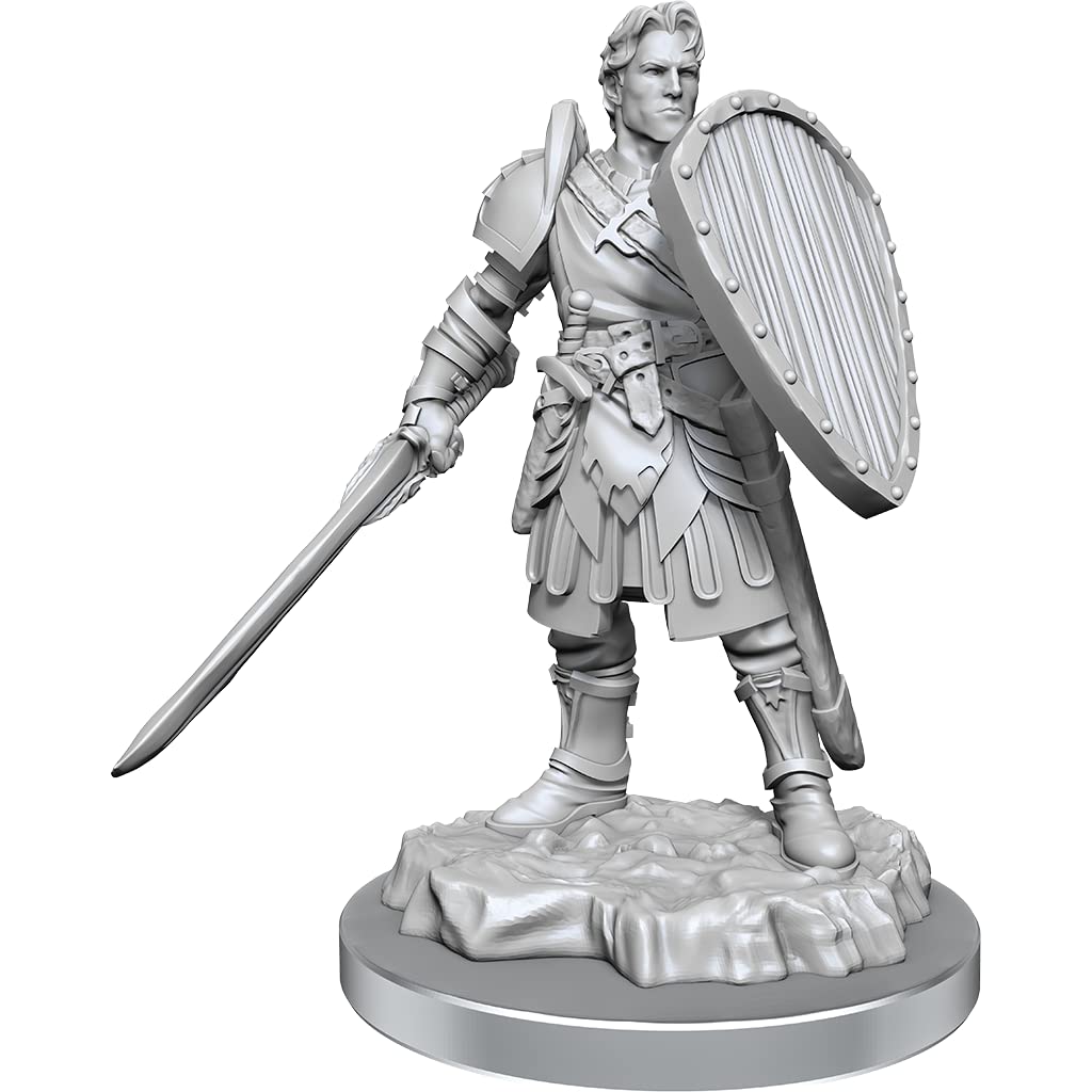 WizKids Nolzur's Marvelous Miniatures: Human Fighter (Unpainted, Ready to Paint)