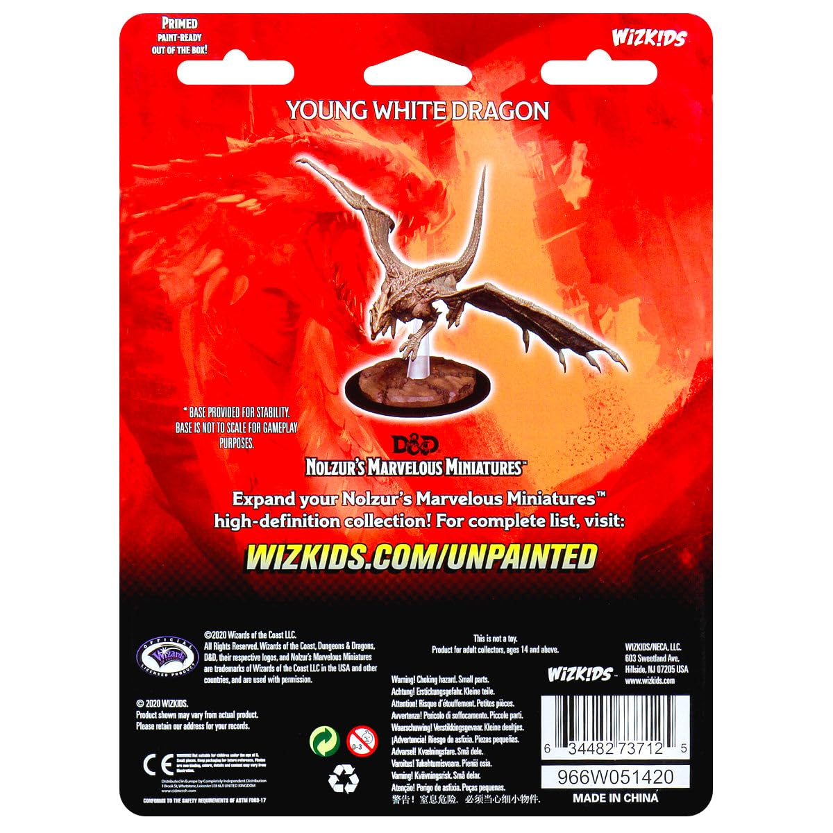 WizKids Nolzur's Marvelous Miniatures: Young White Dragon – Primed & Ready to Paint