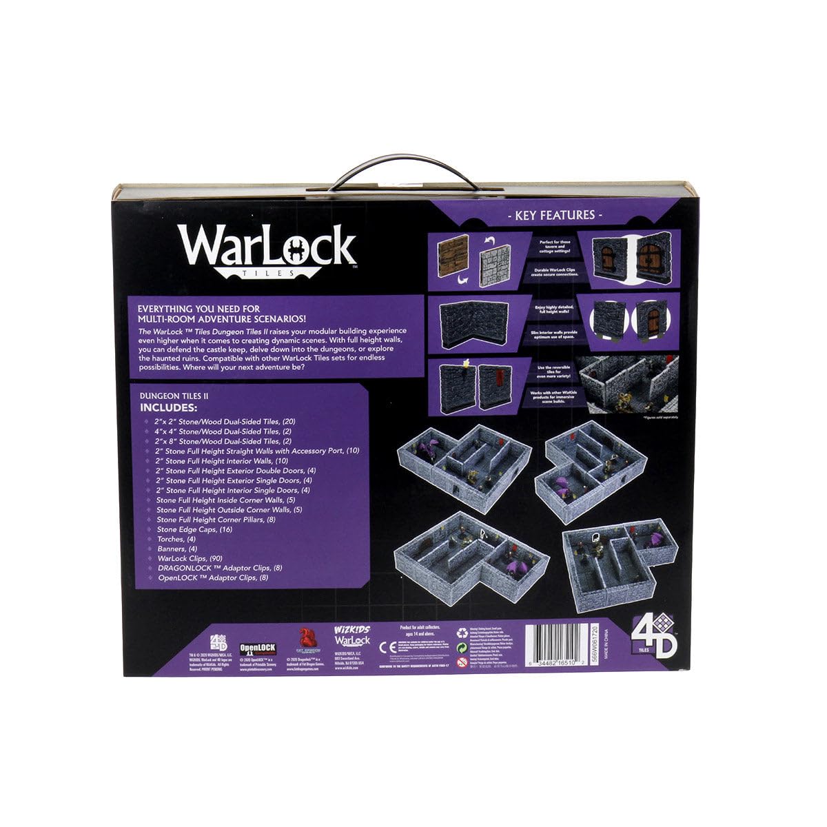 WizKids Warlock Tiles Base Set – Dungeon Tiles II: Full Height Stone Walls