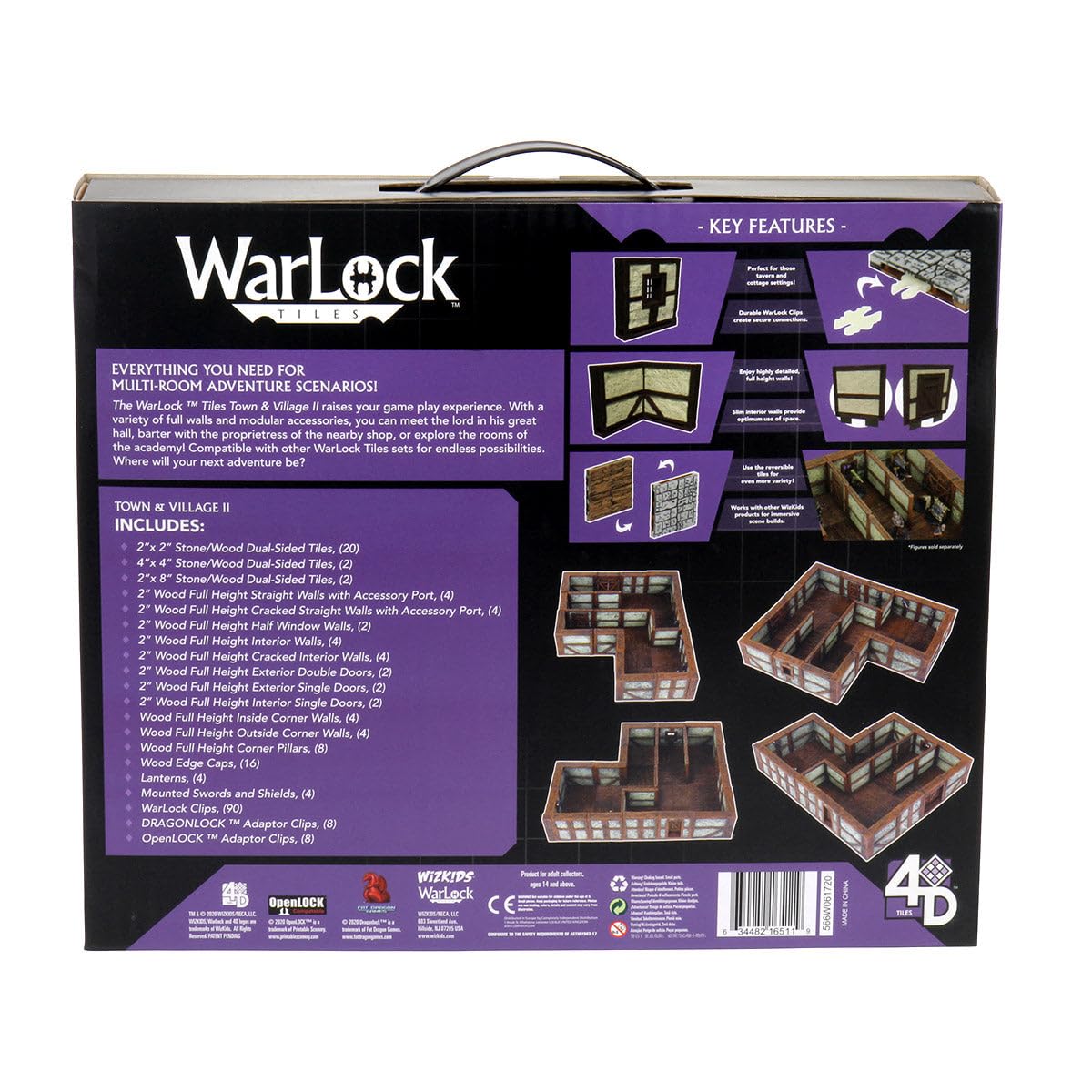 WizKids Warlock Tiles: Base Set Town & Village II Full Height Plaster Walls