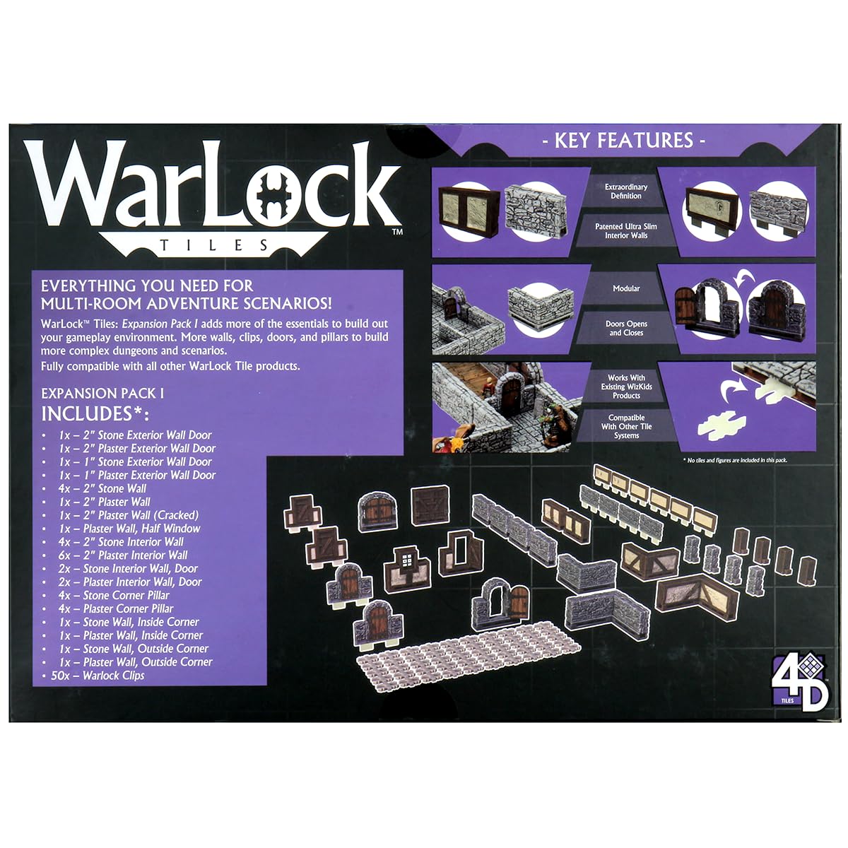 WizKids Warlock Tiles Expansion Pack I — Modular Grid, Dual-Sided Terrain