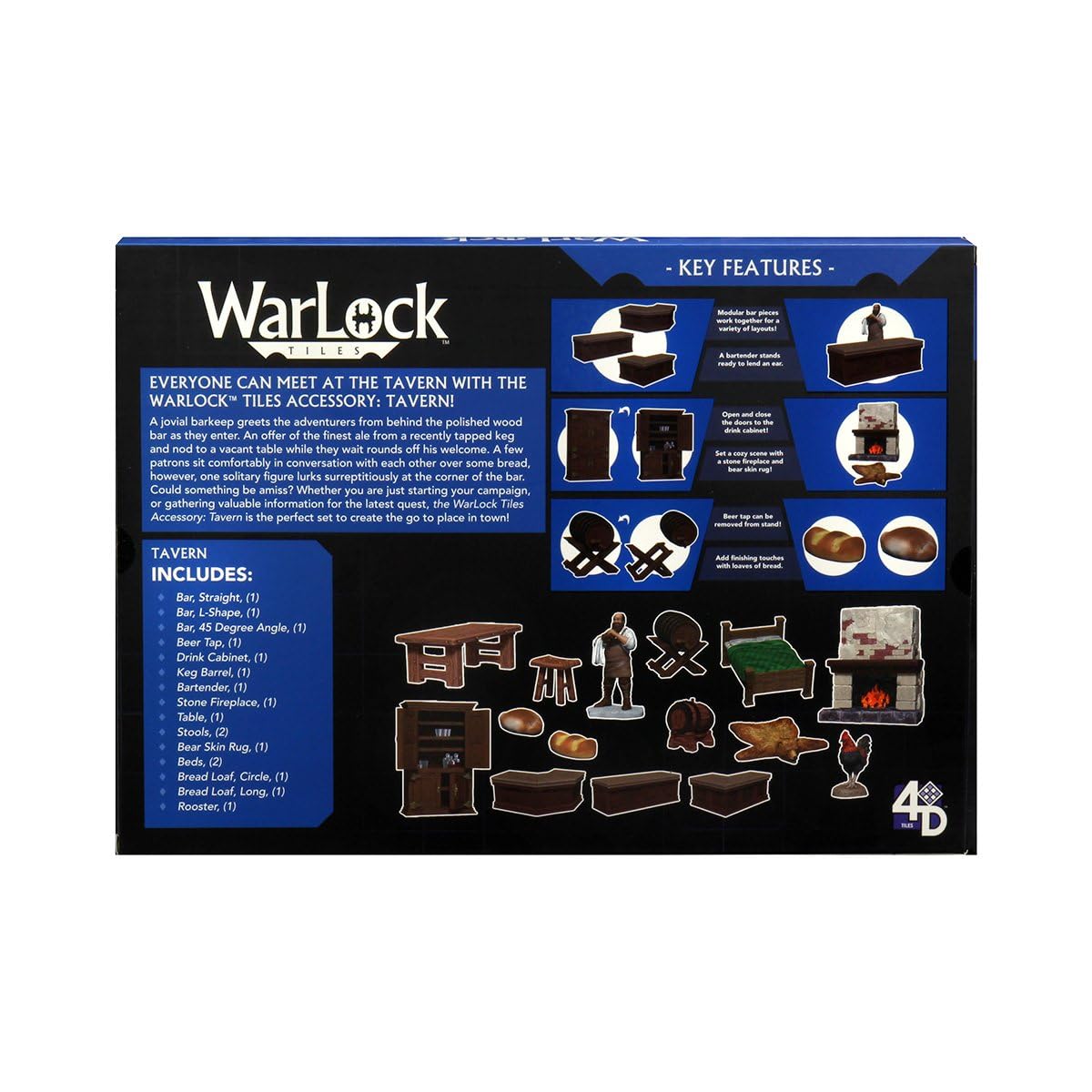 WizKids Warlock Tiles: Tavern Accessory – Modular, Cozy Bar Scene