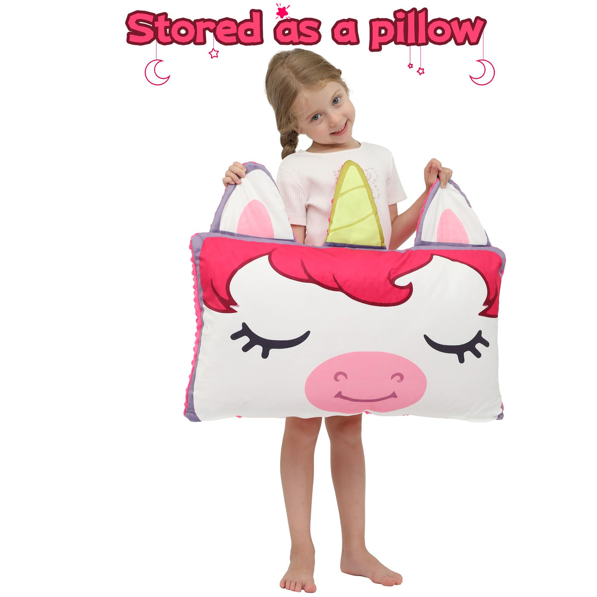 Wizland Kid Unicorn Sleeping Bag 61.8in x 28.3in | Flannel Slumber Mat for Daycare & Camping