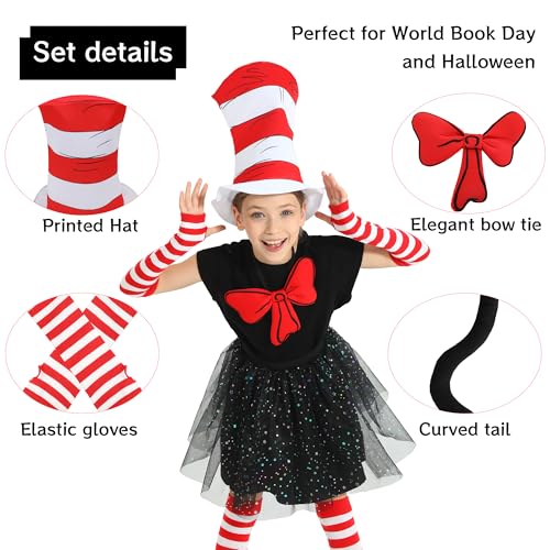 Wizland 5pcs Kid Cat Hat Kit for Read Book Day – Dress Up Accessories