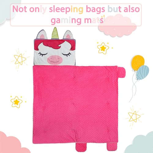 Wizland Kid Unicorn Sleeping Bag 61.8in x 28.3in | Flannel Slumber Mat for Daycare & Camping