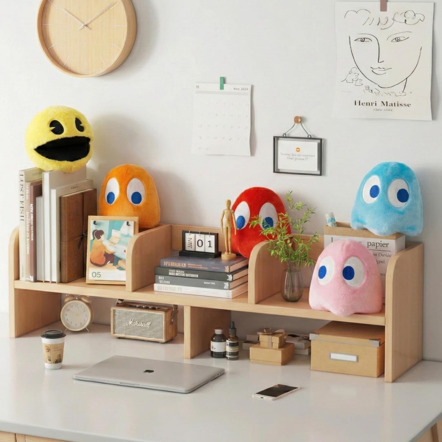 WjcnPac-Man 6in Pac Plush Ghost – Set of 5 Soft Plush Toys for Parties, Gifts & Decor