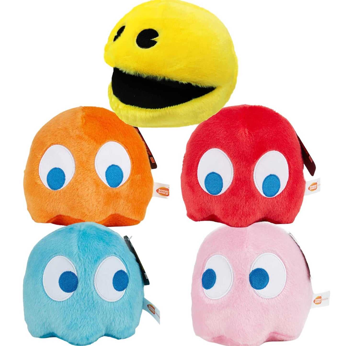 WjcnPac-Man 6in Pac Plush Ghost – Set of 5 Soft Plush Toys for Parties, Gifts & Decor
