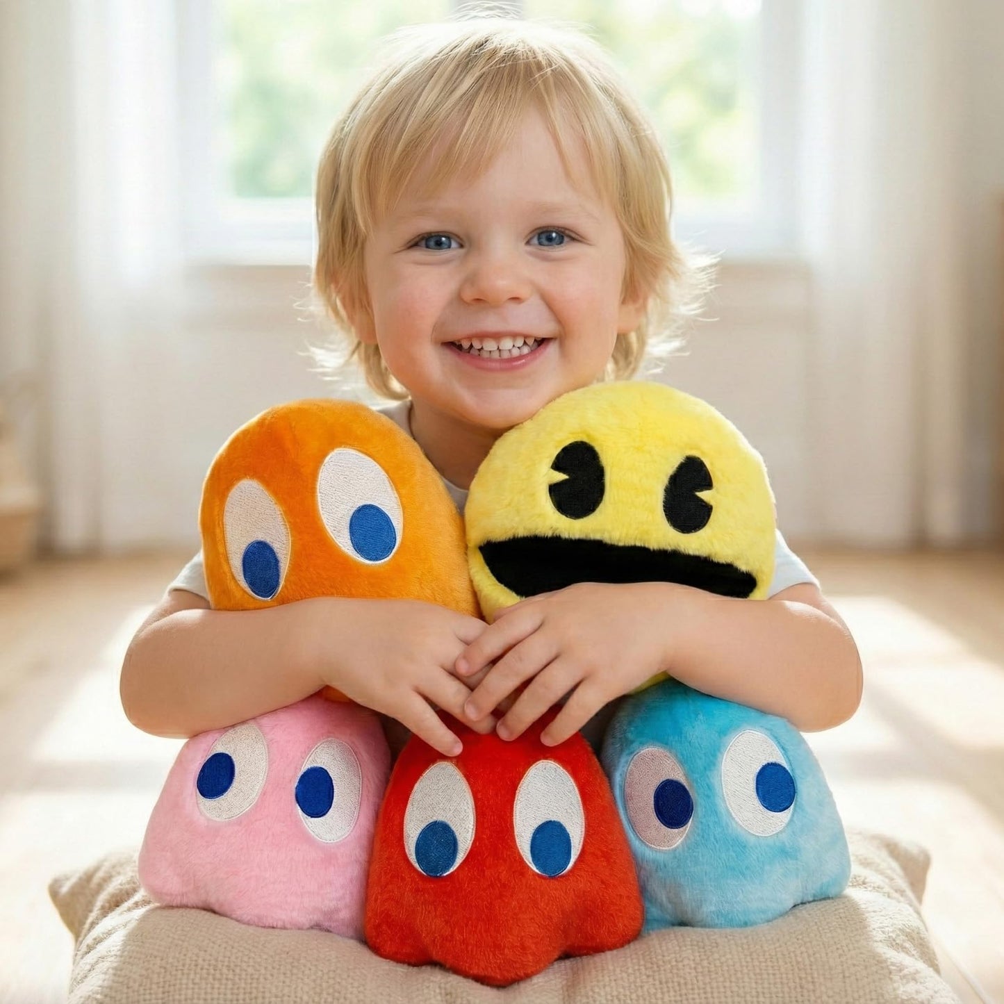 WjcnPac-Man 6in Pac Plush Ghost – Set of 5 Soft Plush Toys for Parties, Gifts & Decor