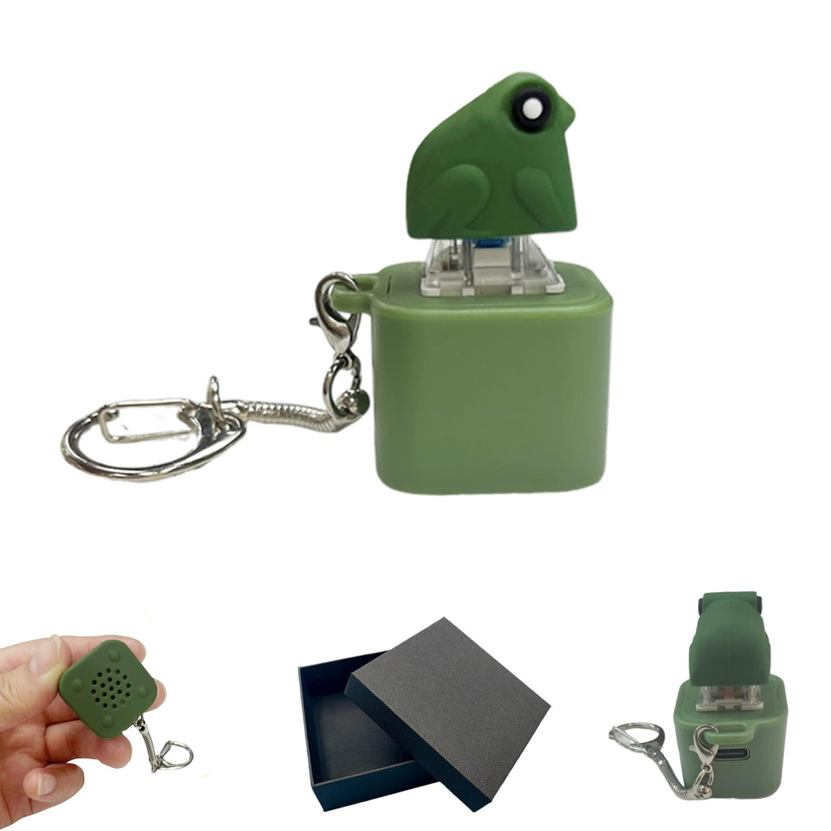 WJOVK Frog Croaking Fidget Toy – USB-C Rechargeable Keychain with Colorful Lights