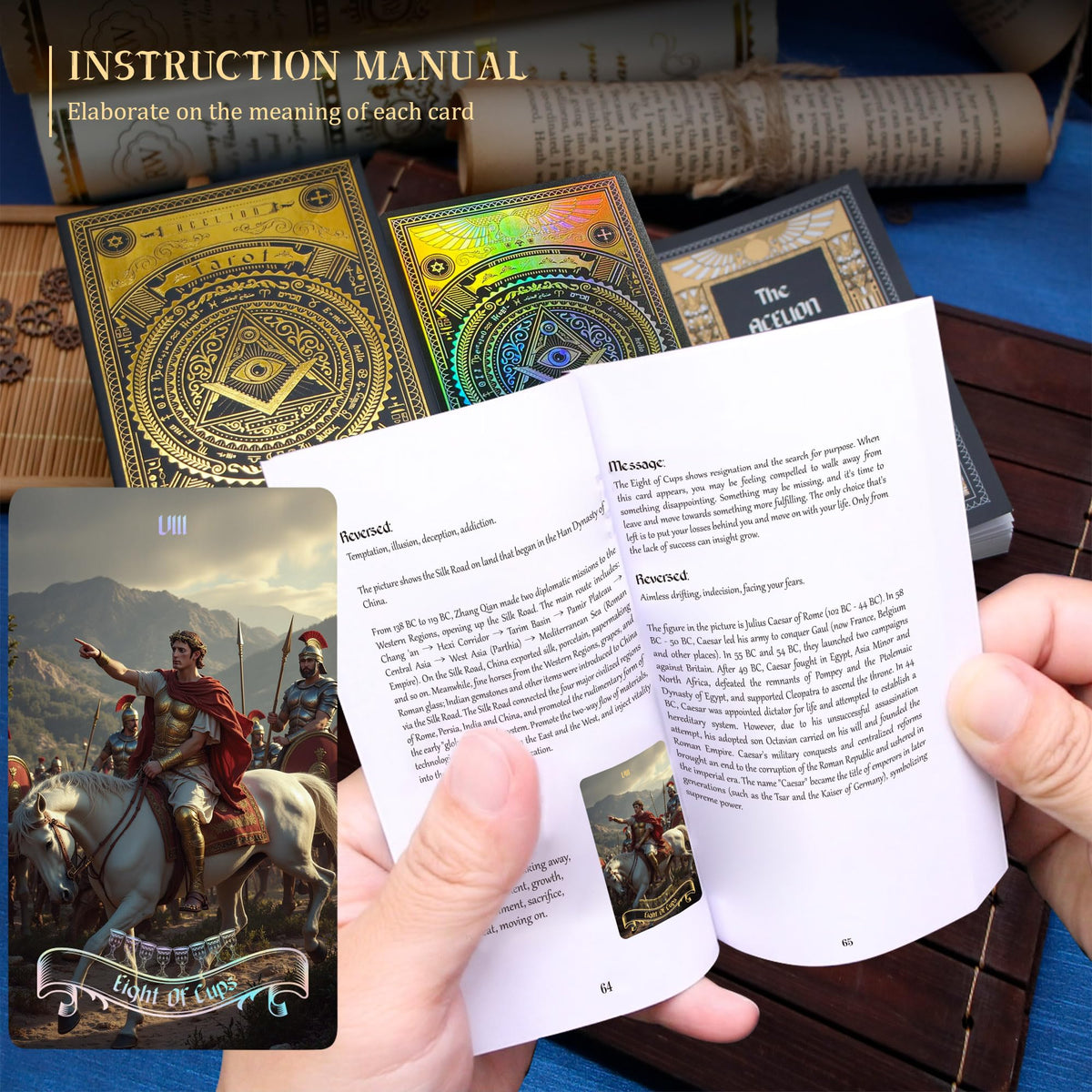 WJPC Gold Foil Edge Tarot Cards with Guide Book Set & Gift Box | For Beginners & Experts