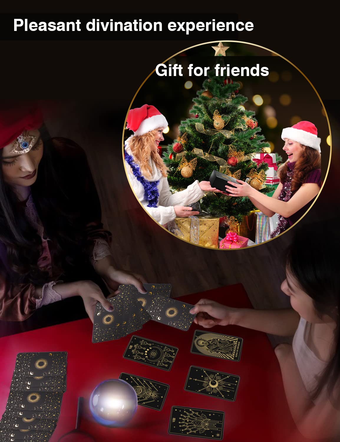 WJPC Gold Foil Tarot Cards with Guide Book Set & Gift Box – 78 Cards, 99-Page Manual