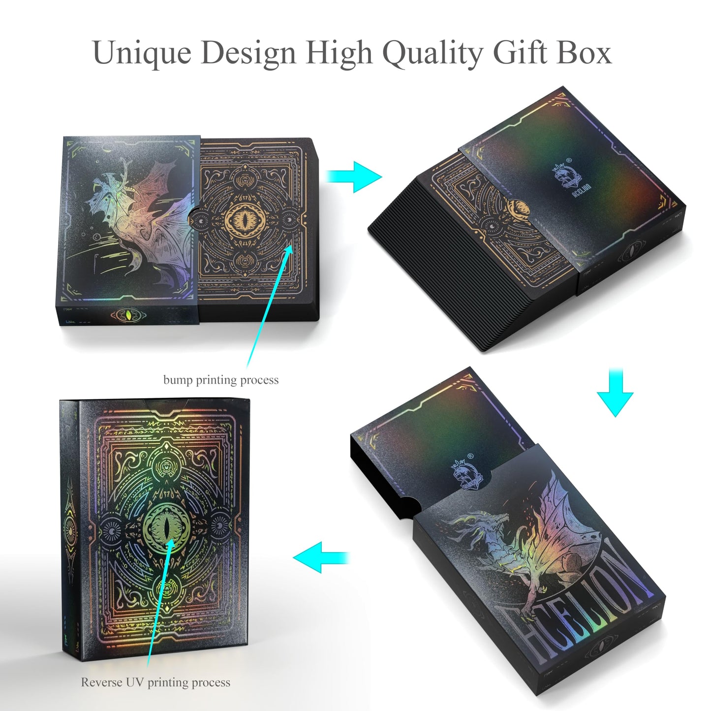 WJPC Easy Shuffling Plastic Waterproof Dragon Playing Cards – Black Dragon Poker Deck for Game Night