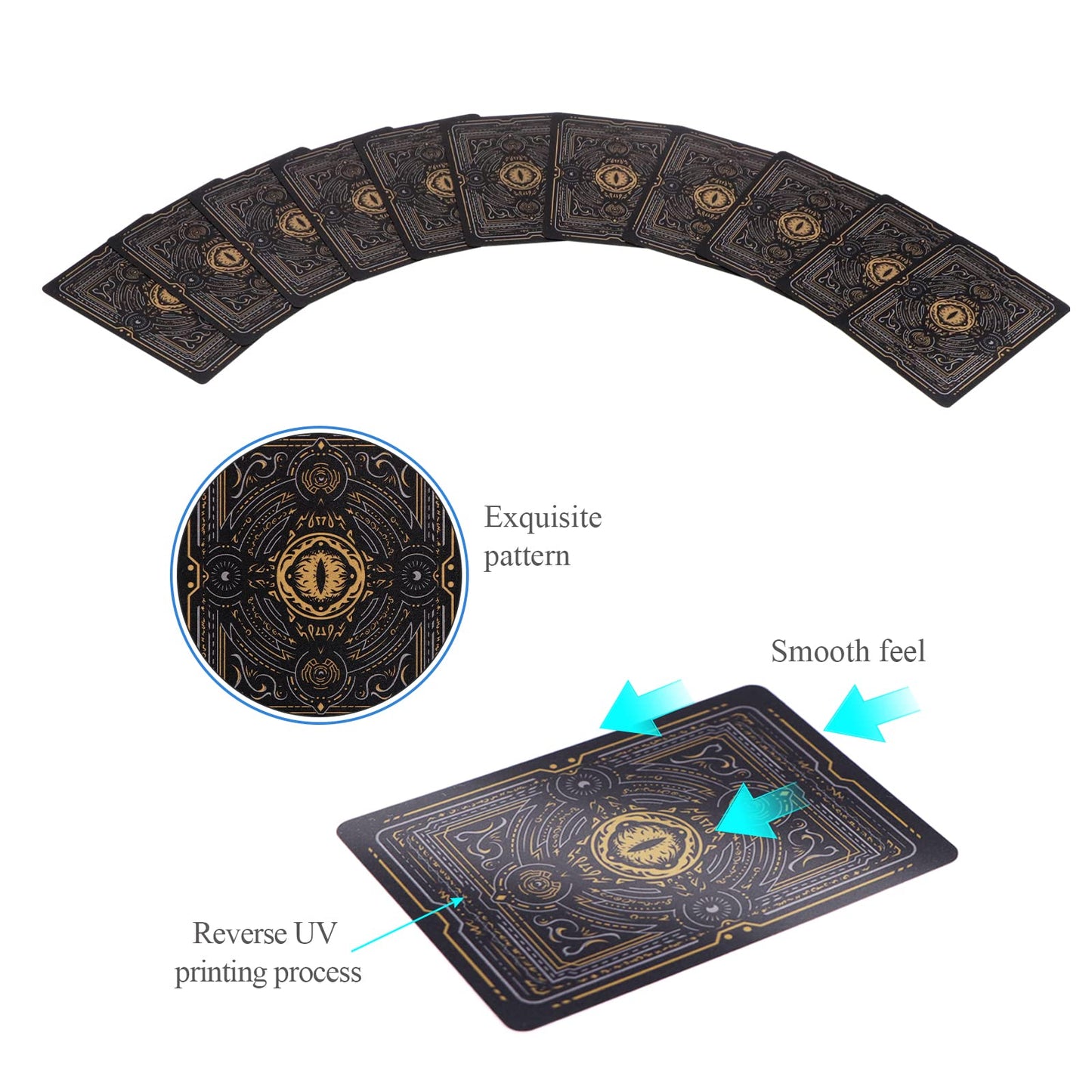 WJPC Easy Shuffling Plastic Waterproof Dragon Playing Cards – Black Dragon Poker Deck for Game Night