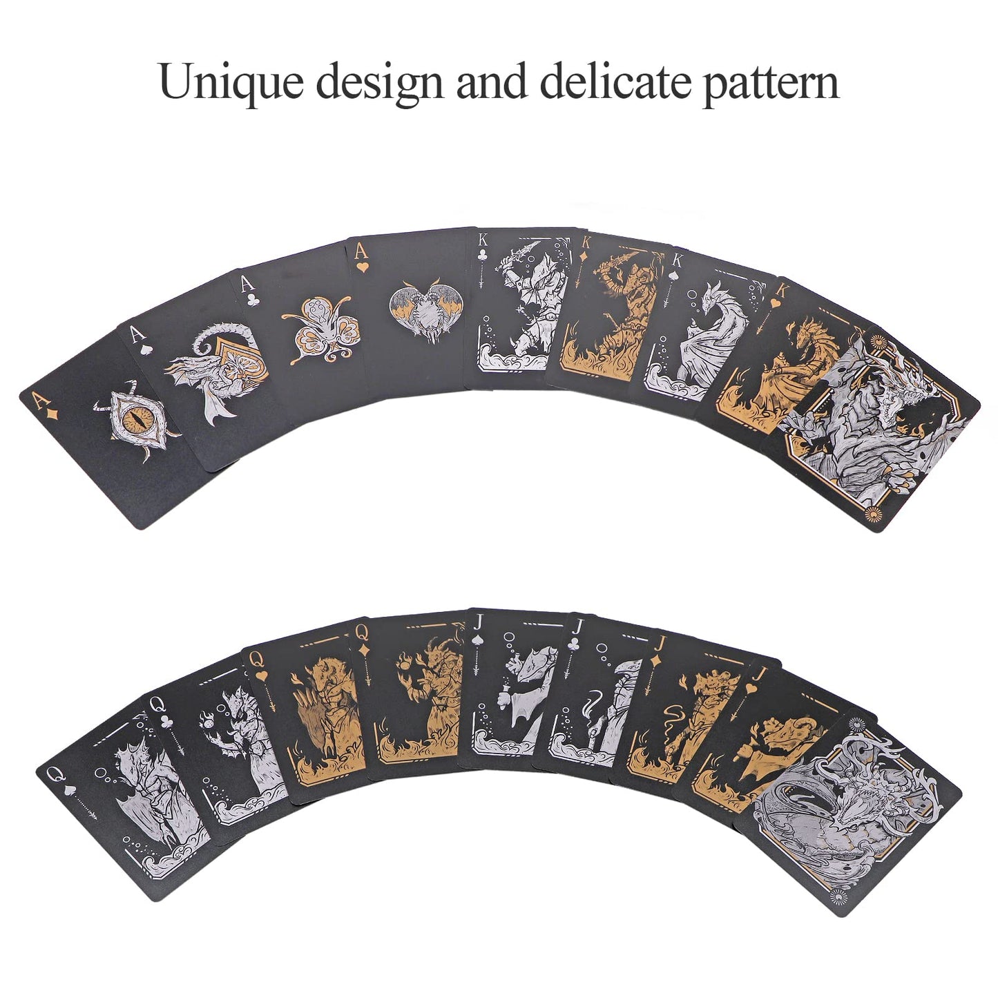WJPC Easy Shuffling Plastic Waterproof Dragon Playing Cards – Black Dragon Poker Deck for Game Night