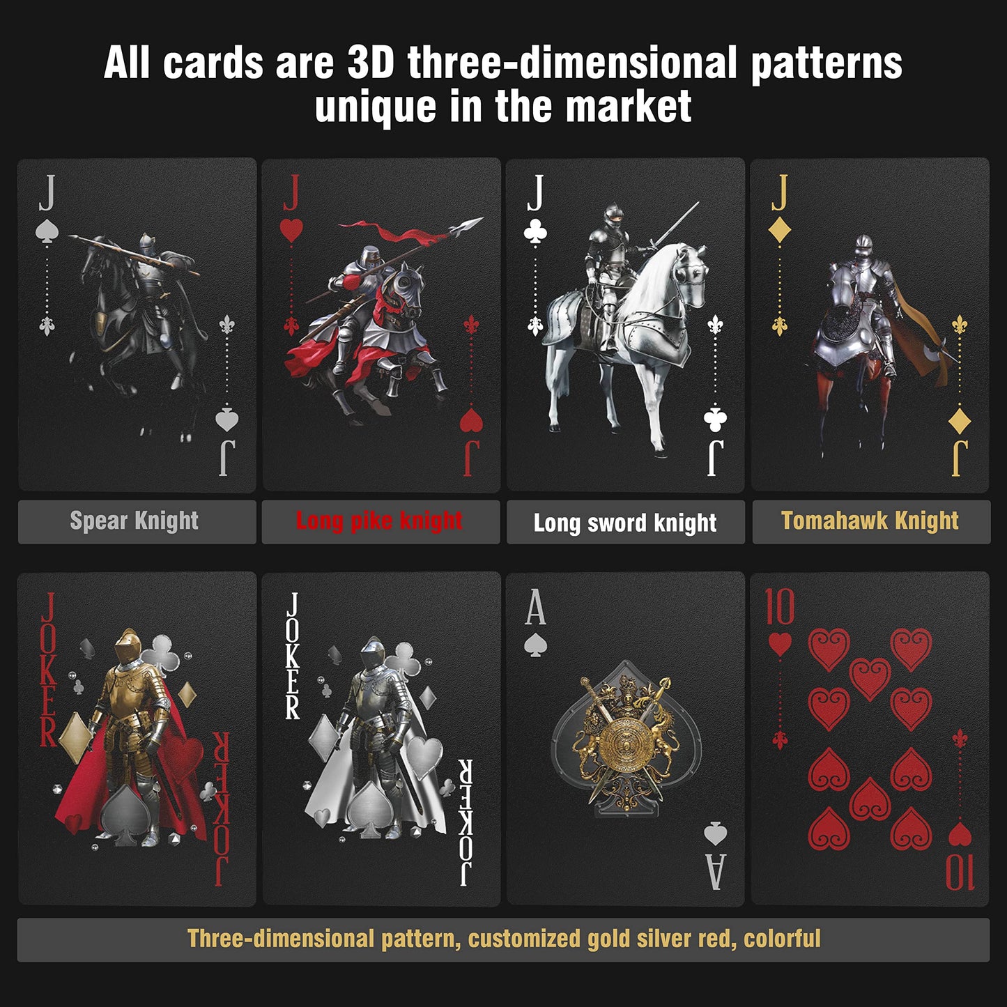 WJPC Waterproof Playing Cards – 54-Card PVC Deck, Knight Gold Edition