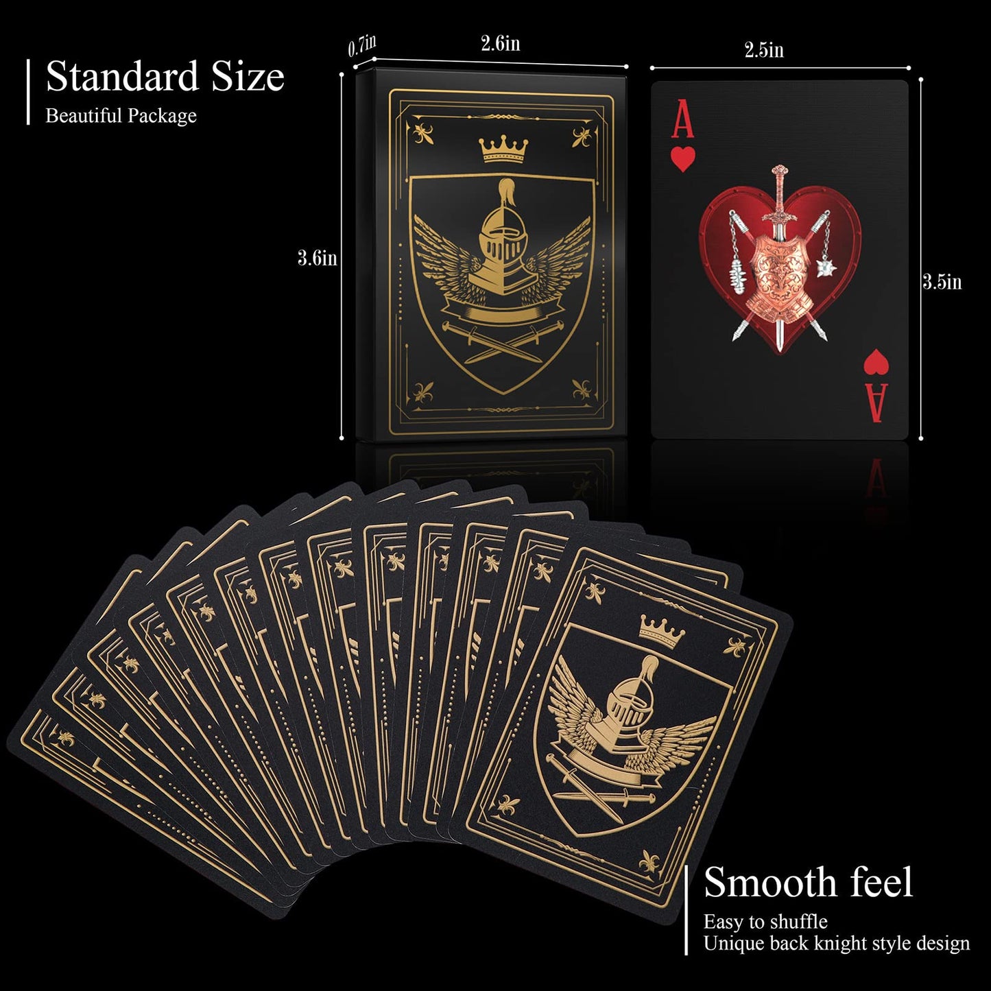 WJPC Waterproof Playing Cards – 54-Card PVC Deck, Knight Gold Edition