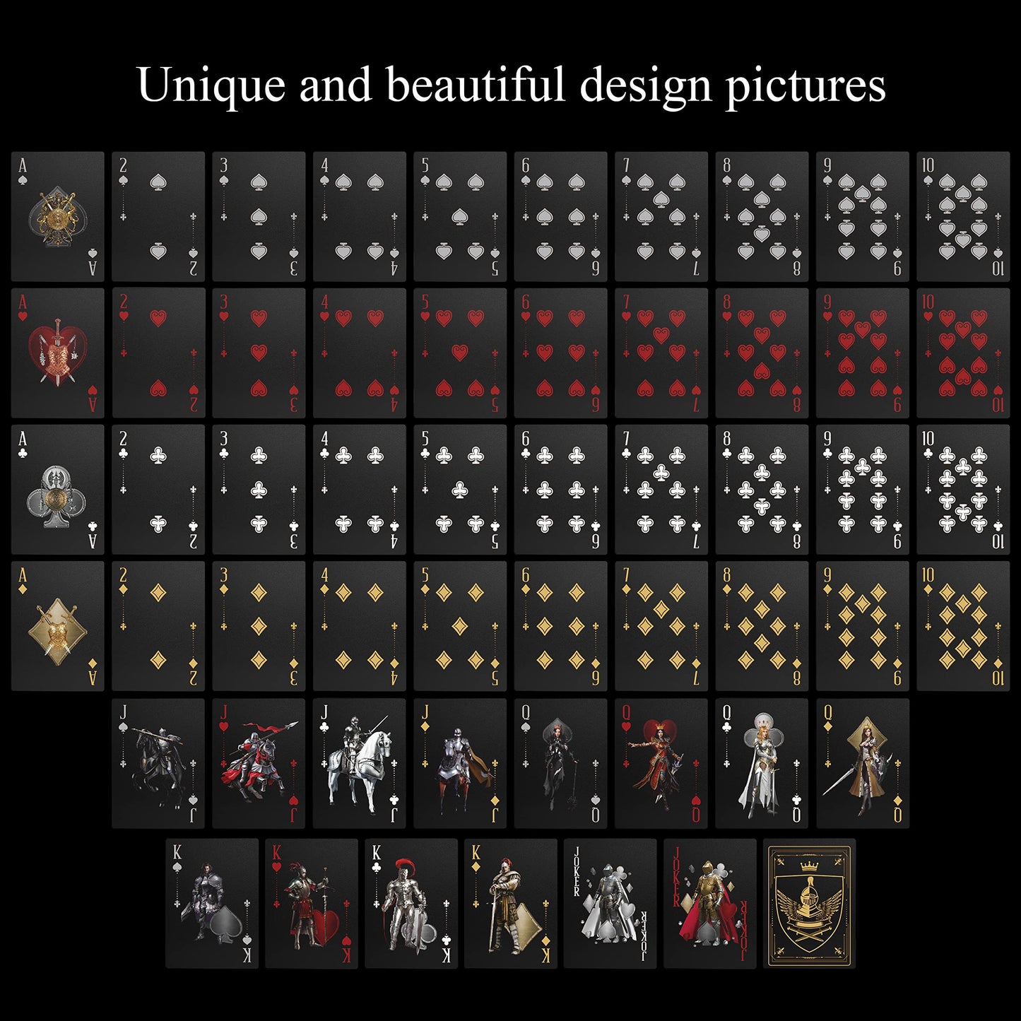 WJPC Waterproof Playing Cards – 54-Card PVC Deck, Knight Gold Edition