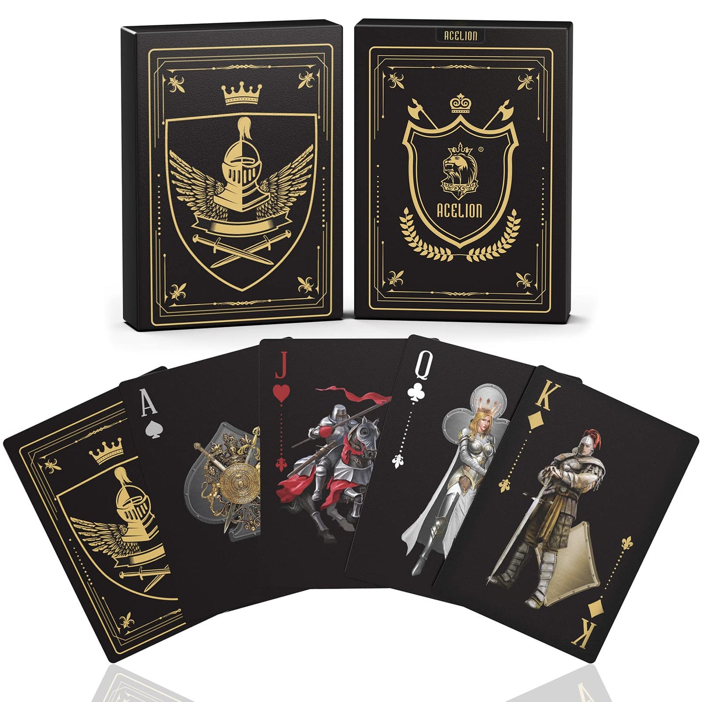 WJPC Waterproof Playing Cards – 54-Card PVC Deck, Knight Gold Edition
